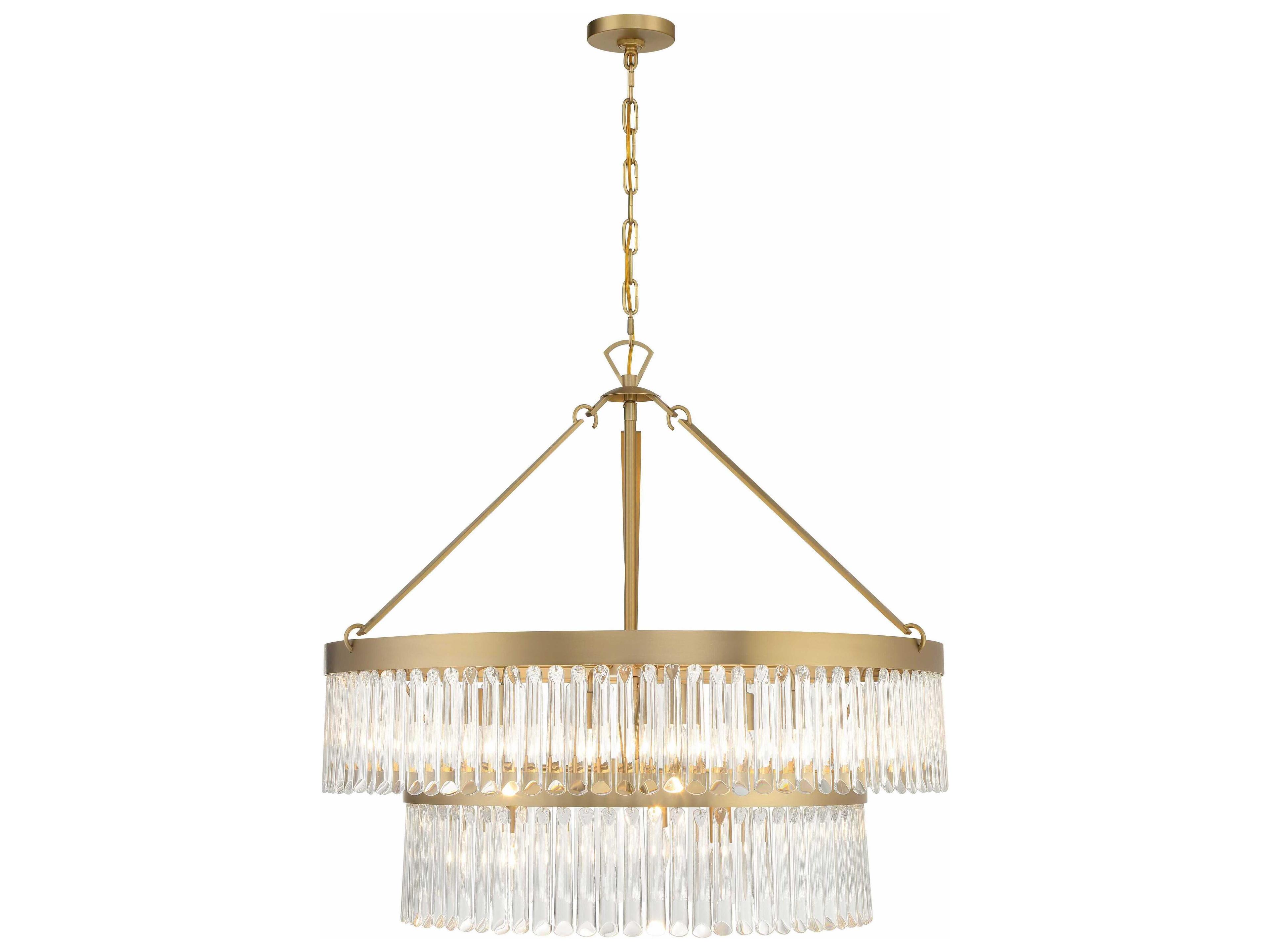 Crystorama Emory 9-Light Modern Gold Candelabra Tiered Chandelier