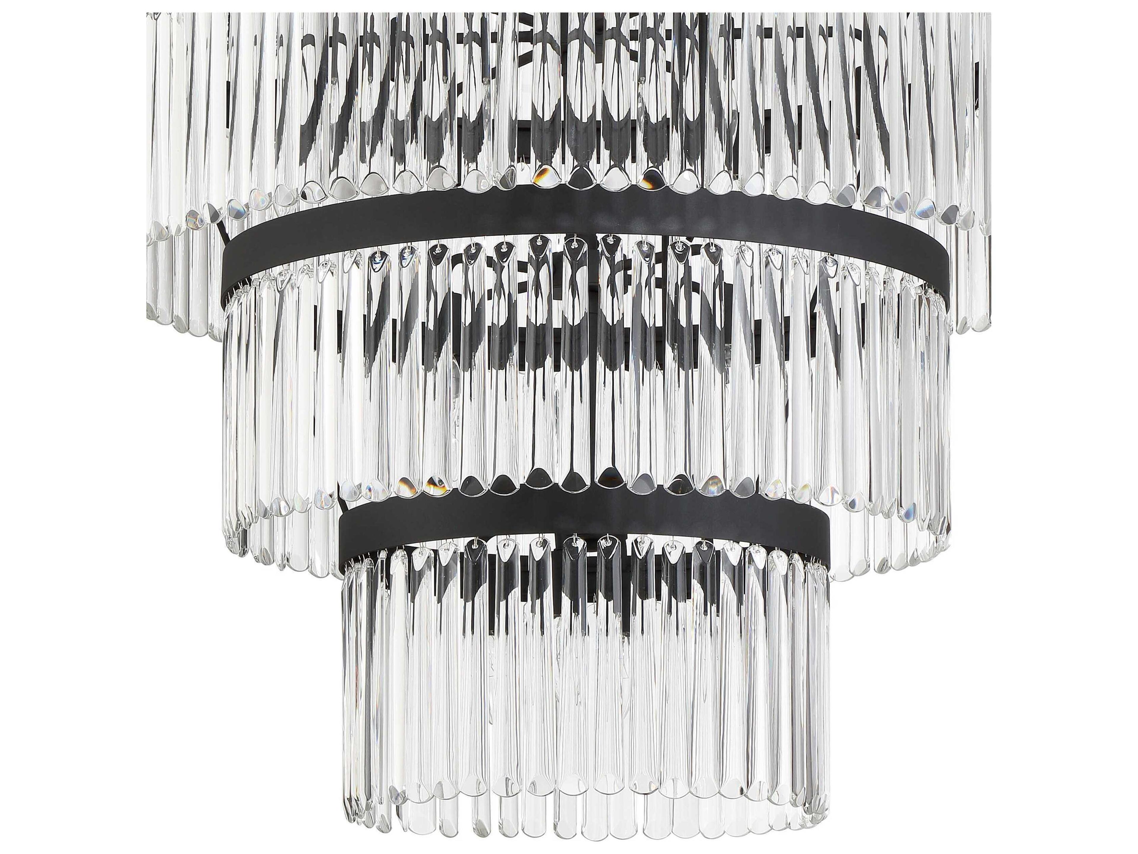 Crystorama Emory 22-Light Black Forged Crystal Candelabra Drum Tiered Chandelier
