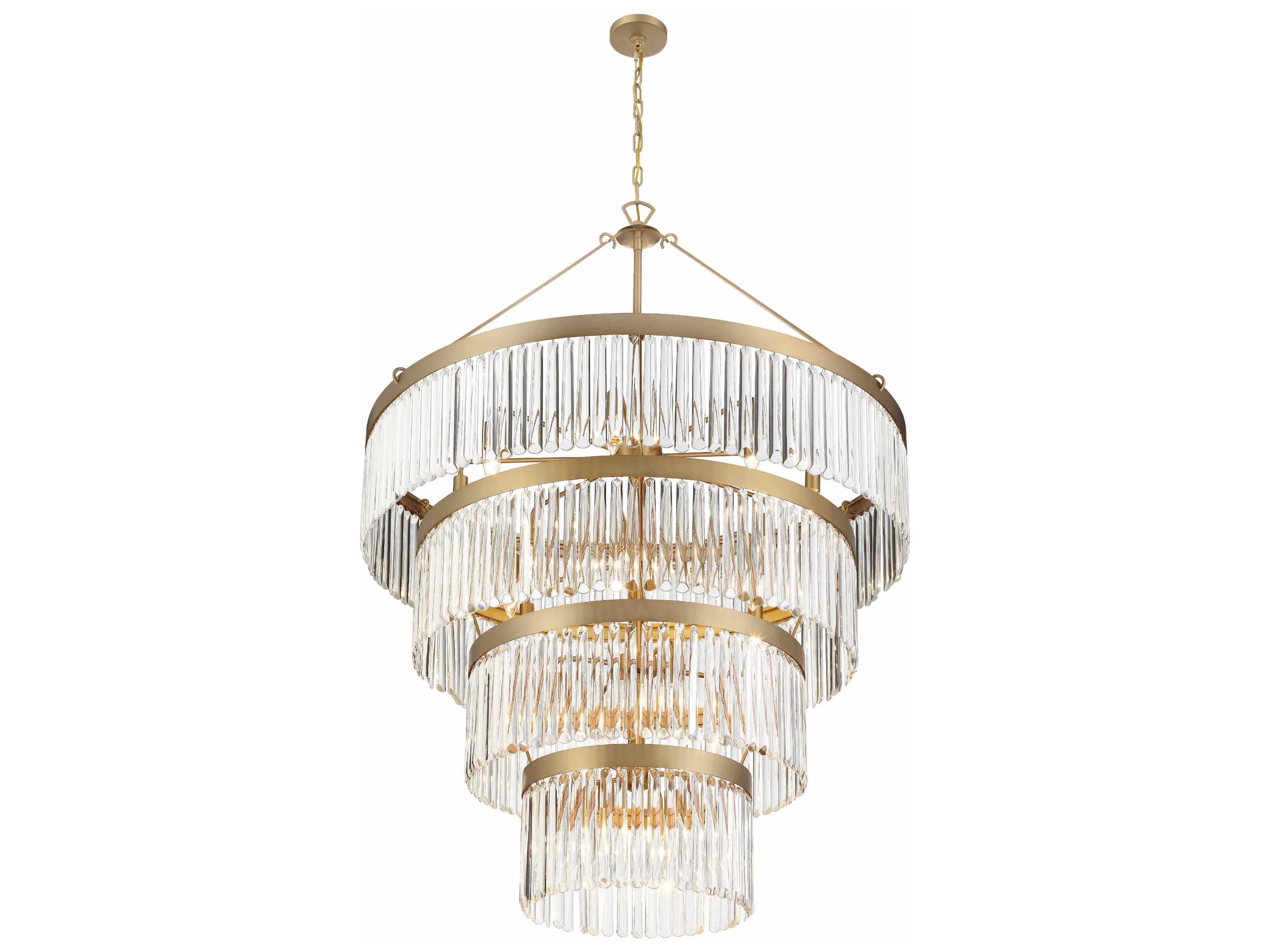 Crystorama Emory 22-Light Modern Gold Crystal Drum Chandelier