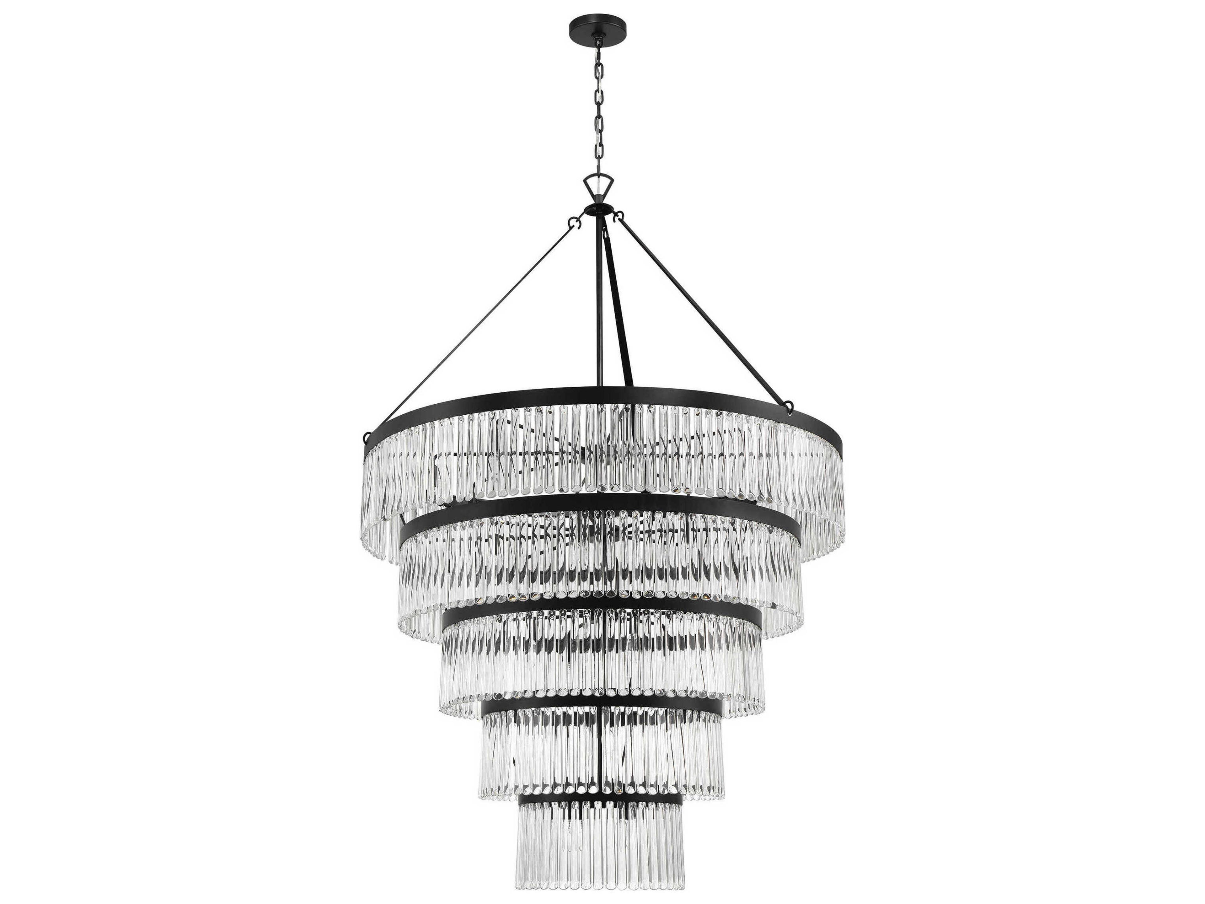 Crystorama Emory 30-Light Black Forged Tiered Chandelier