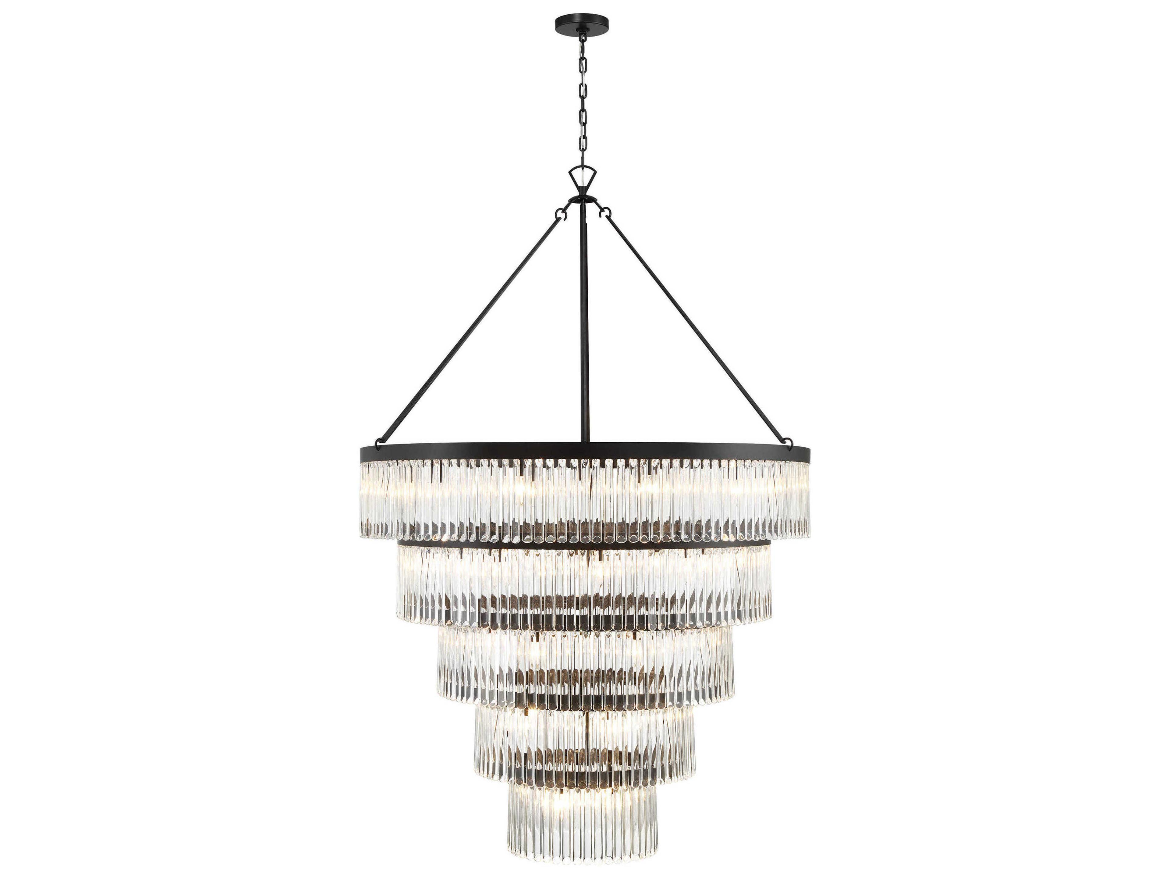 Crystorama Emory 30-Light Black Forged Tiered Chandelier