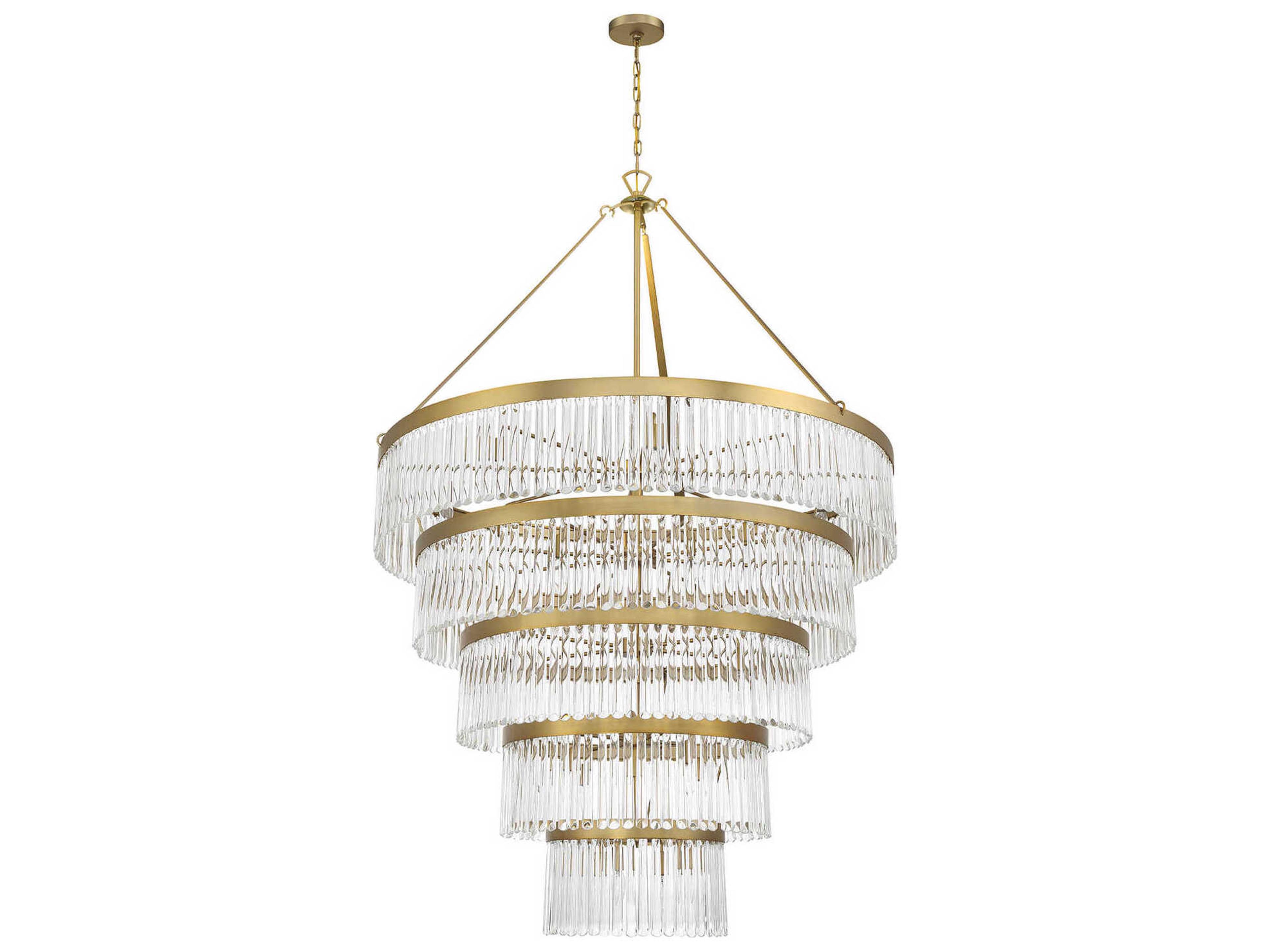 Crystorama Emory 30-Light Modern Gold Brass Tiered Chandelier