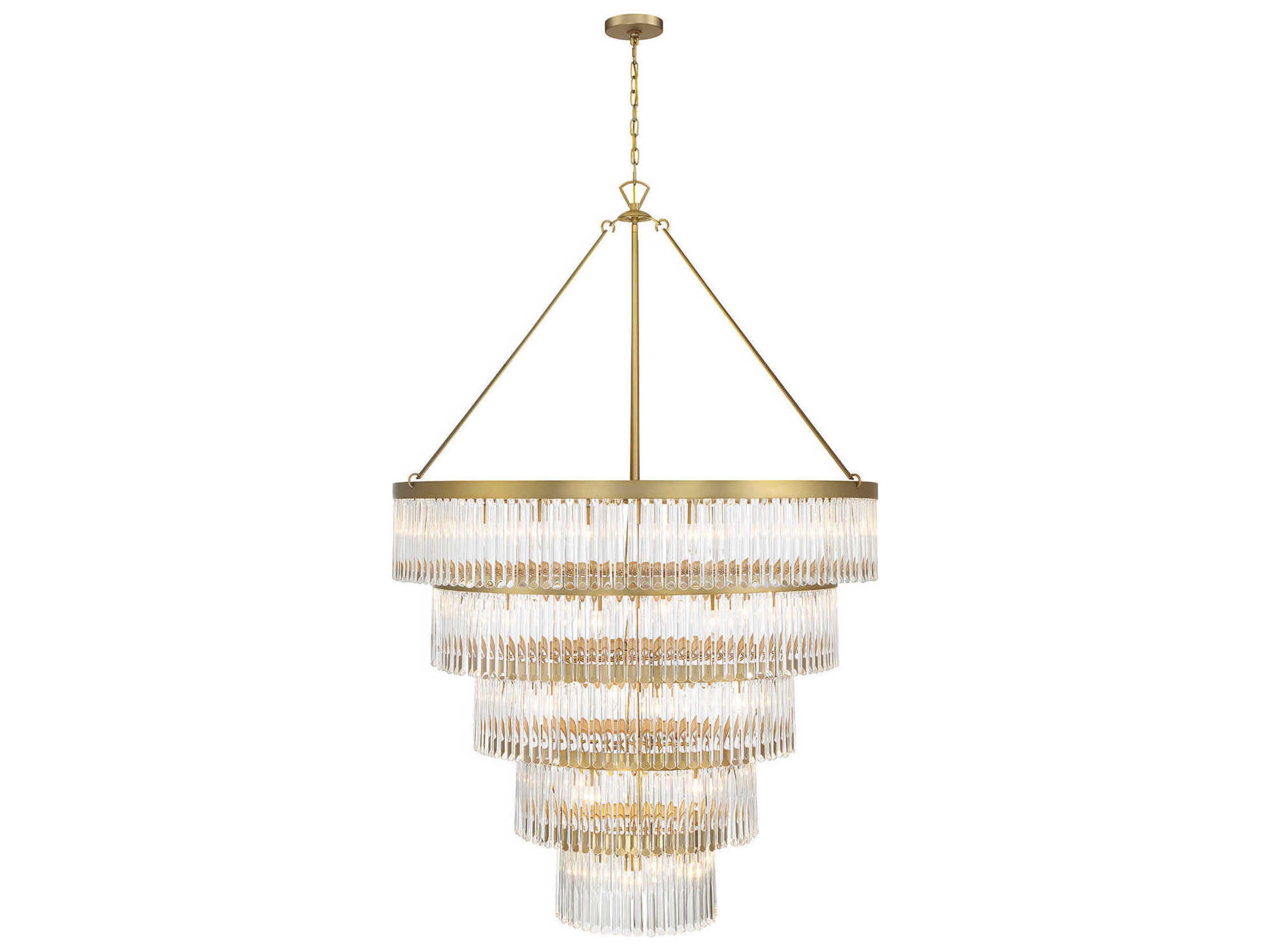 Crystorama Emory 30-Light Modern Gold Brass Tiered Chandelier