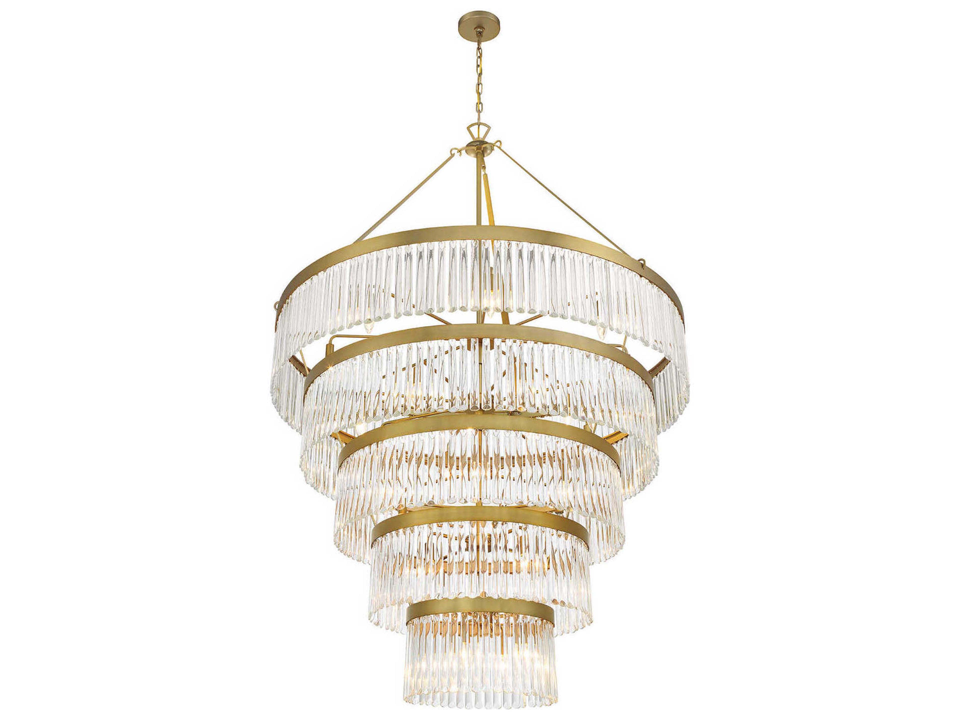 Crystorama Emory 30-Light Modern Gold Brass Tiered Chandelier