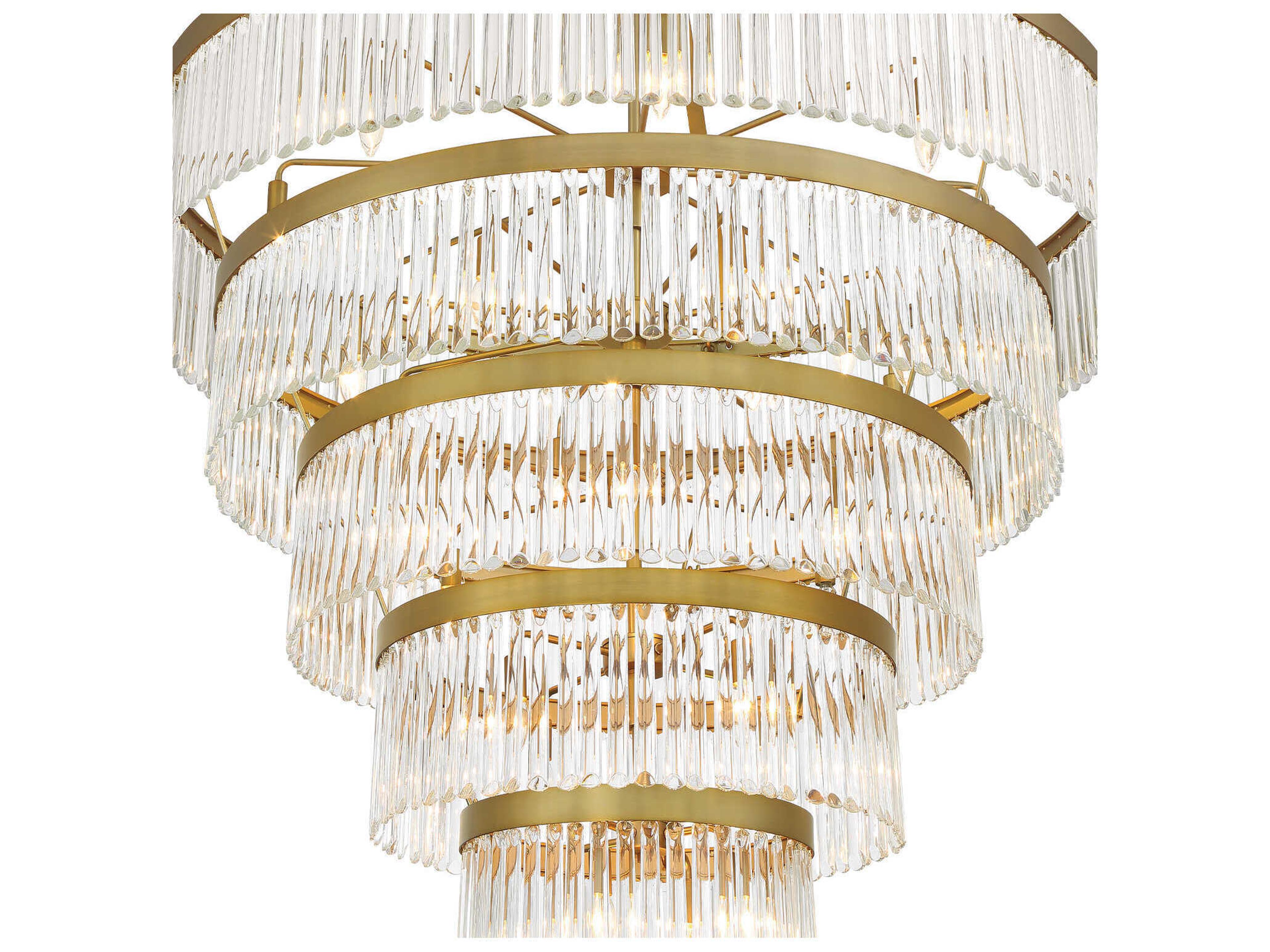 Crystorama Emory 30-Light Modern Gold Brass Tiered Chandelier