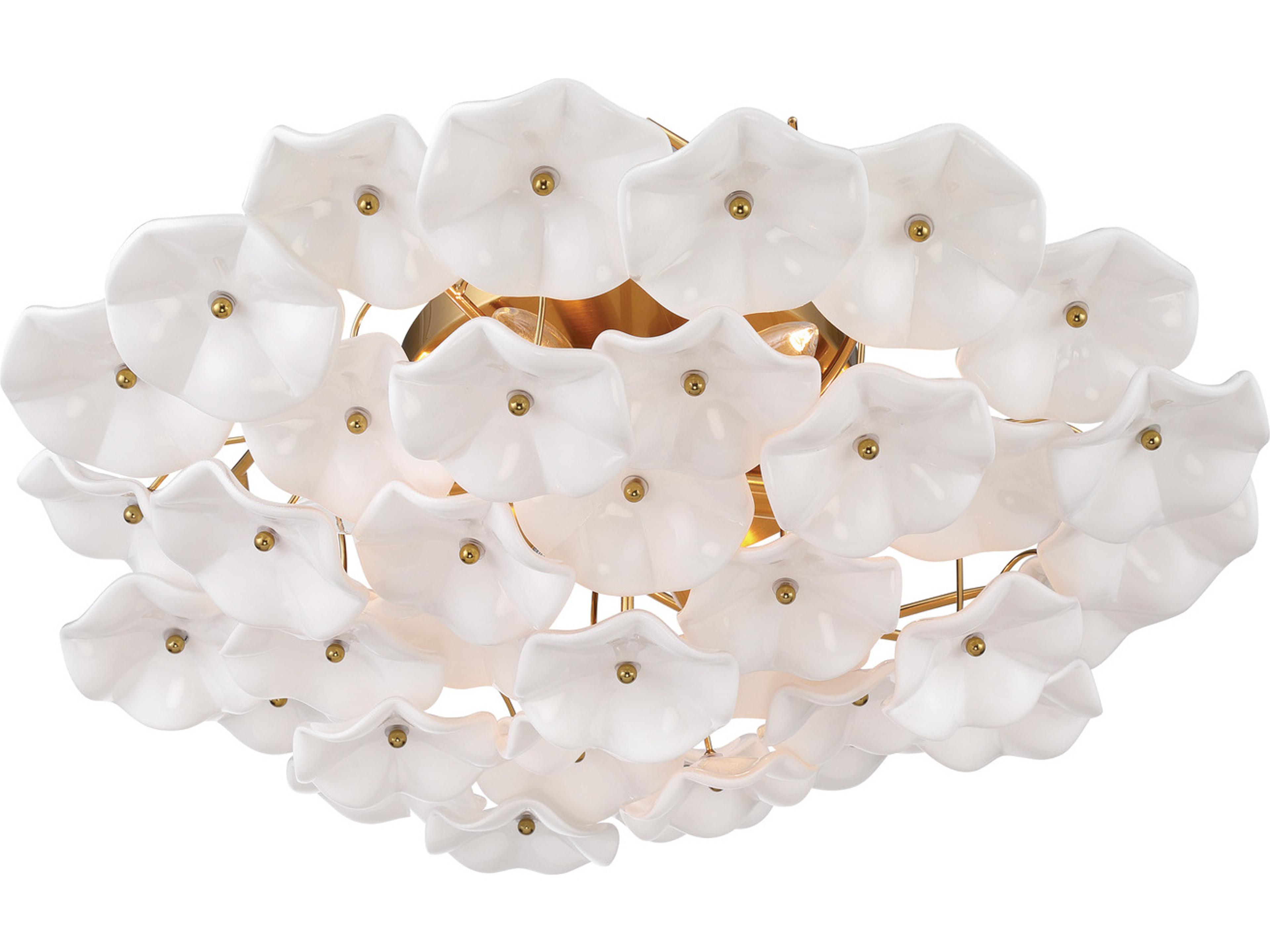 Crystorama Esme 6-Light White Semi Flush Mount