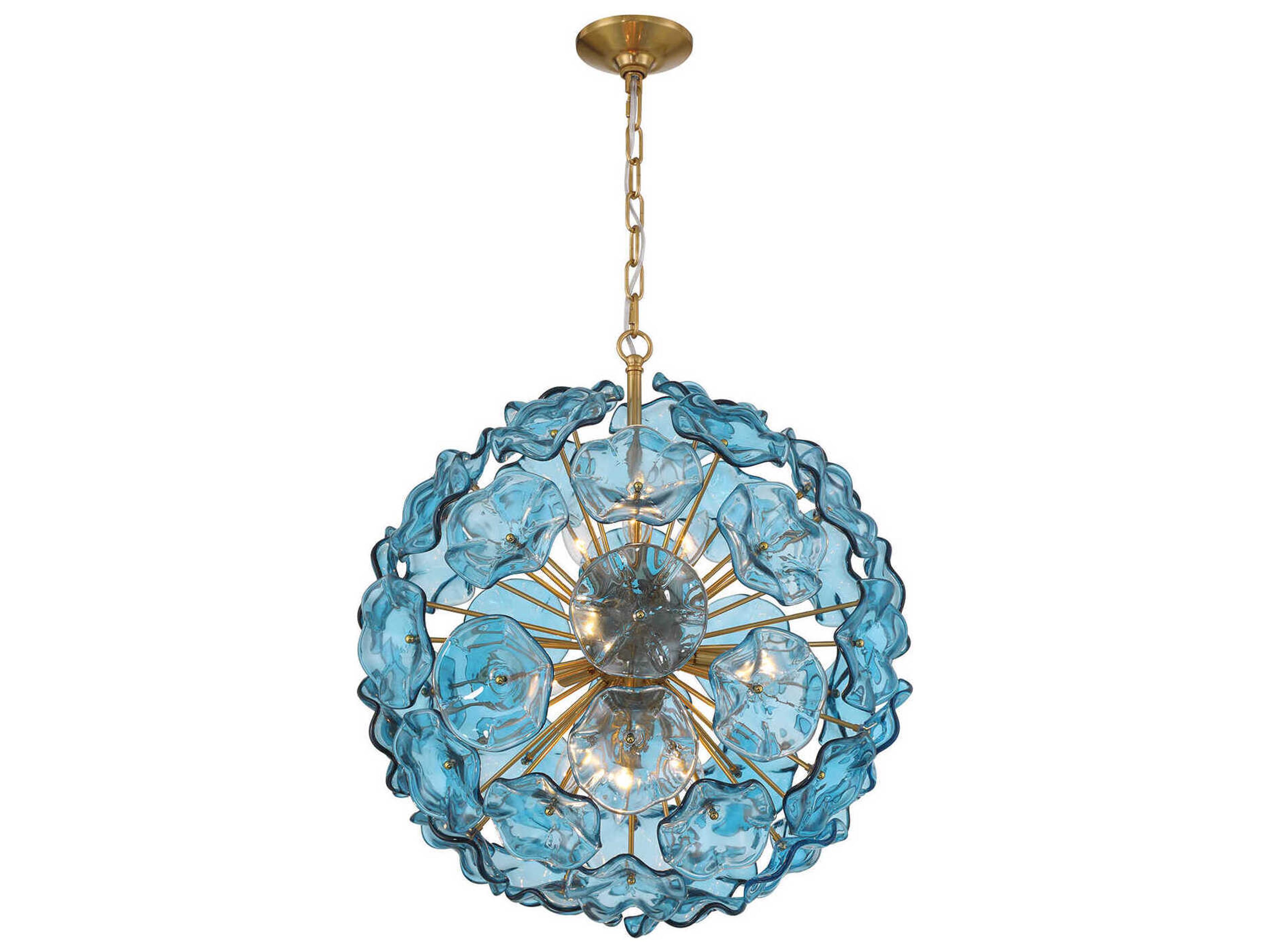 Esme 9-Light Aged Brass Blue Sputnik Pendant
