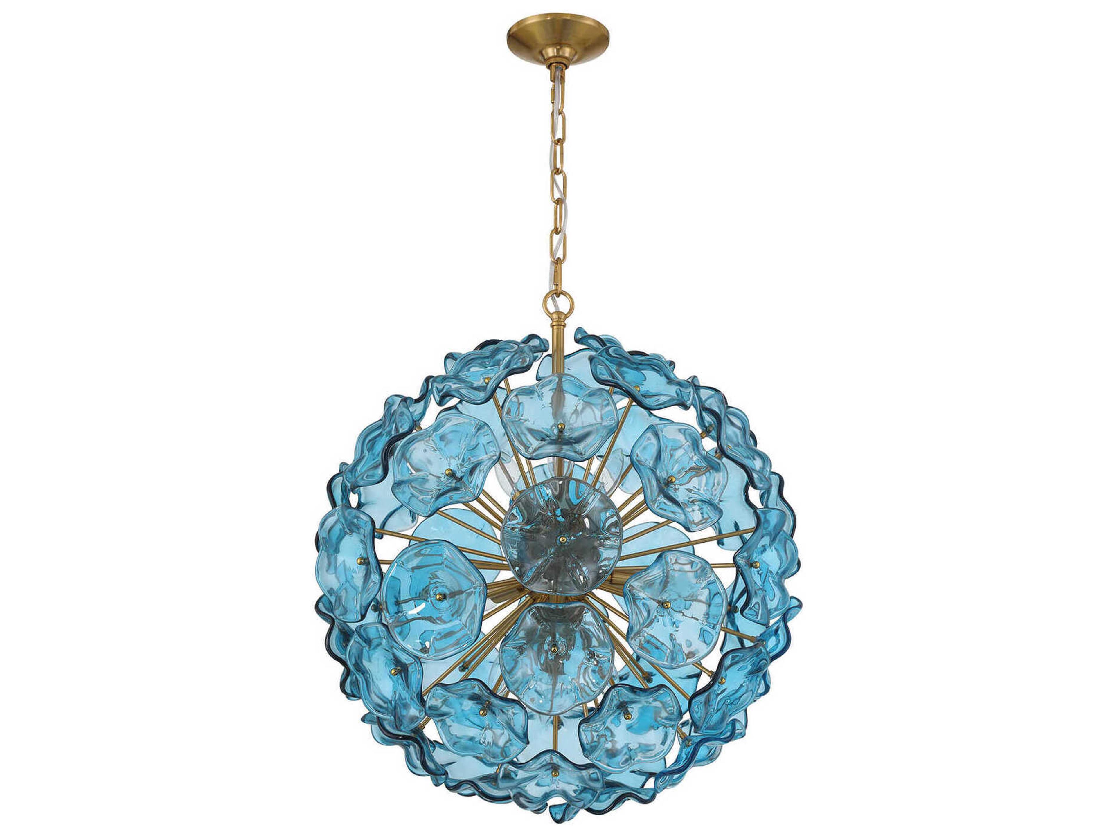 Crystorama Esme 9-Light Aged Brass Blue Sputnik Pendant