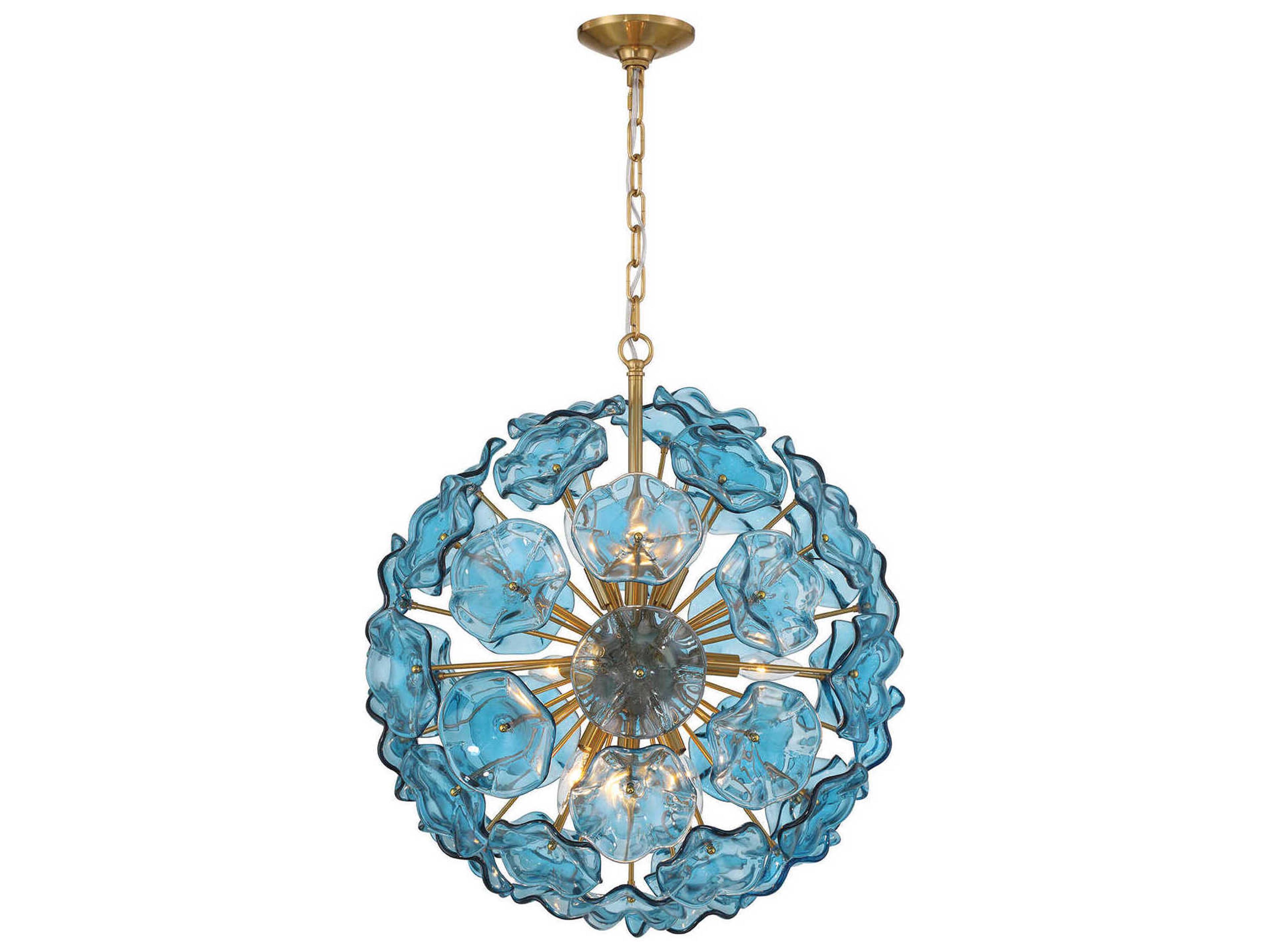 Crystorama Esme 9-Light Aged Brass Blue Sputnik Pendant