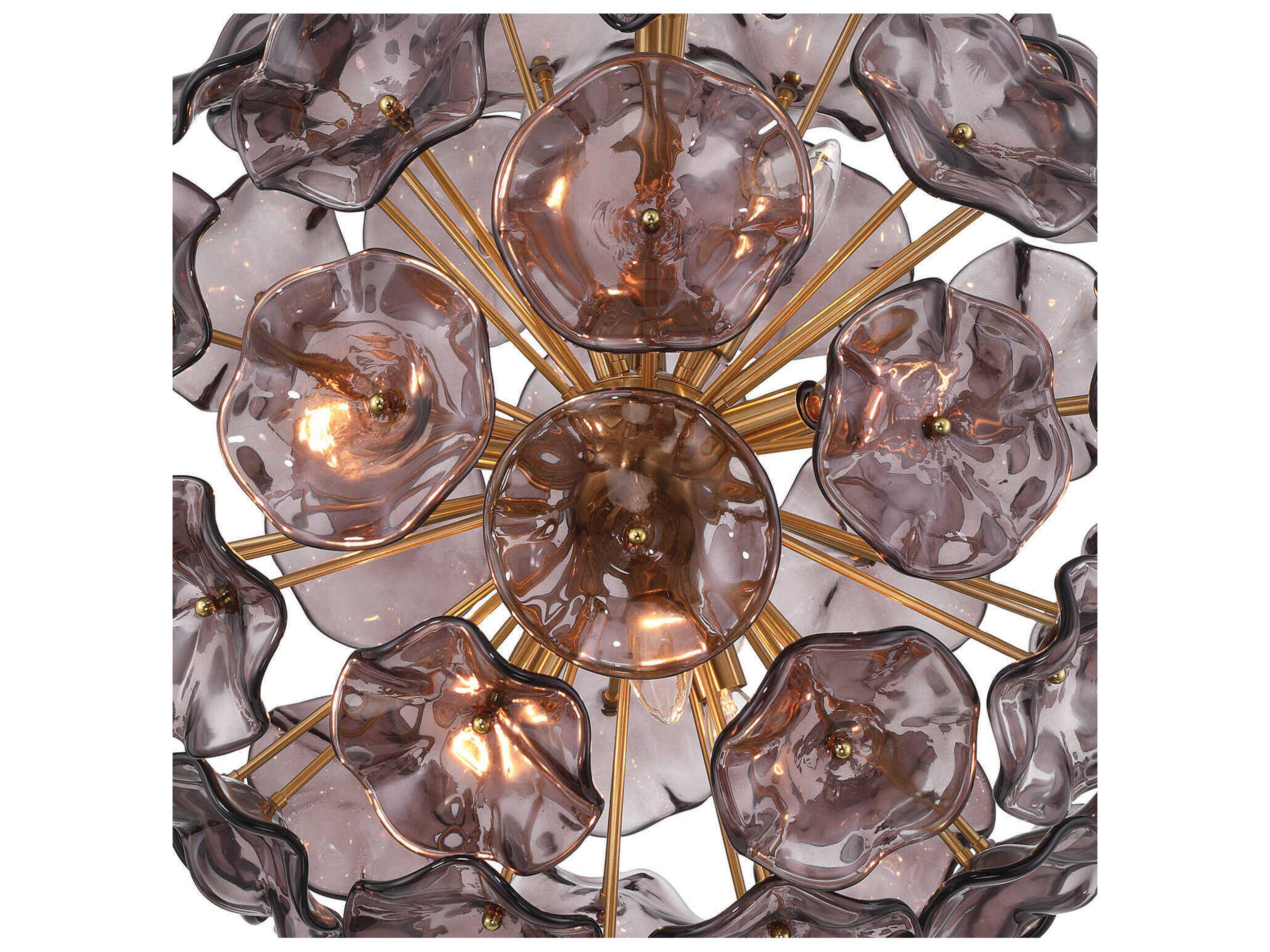 Crystorama Esme 9-Light Aged Brass Purple Sputnik Pendant