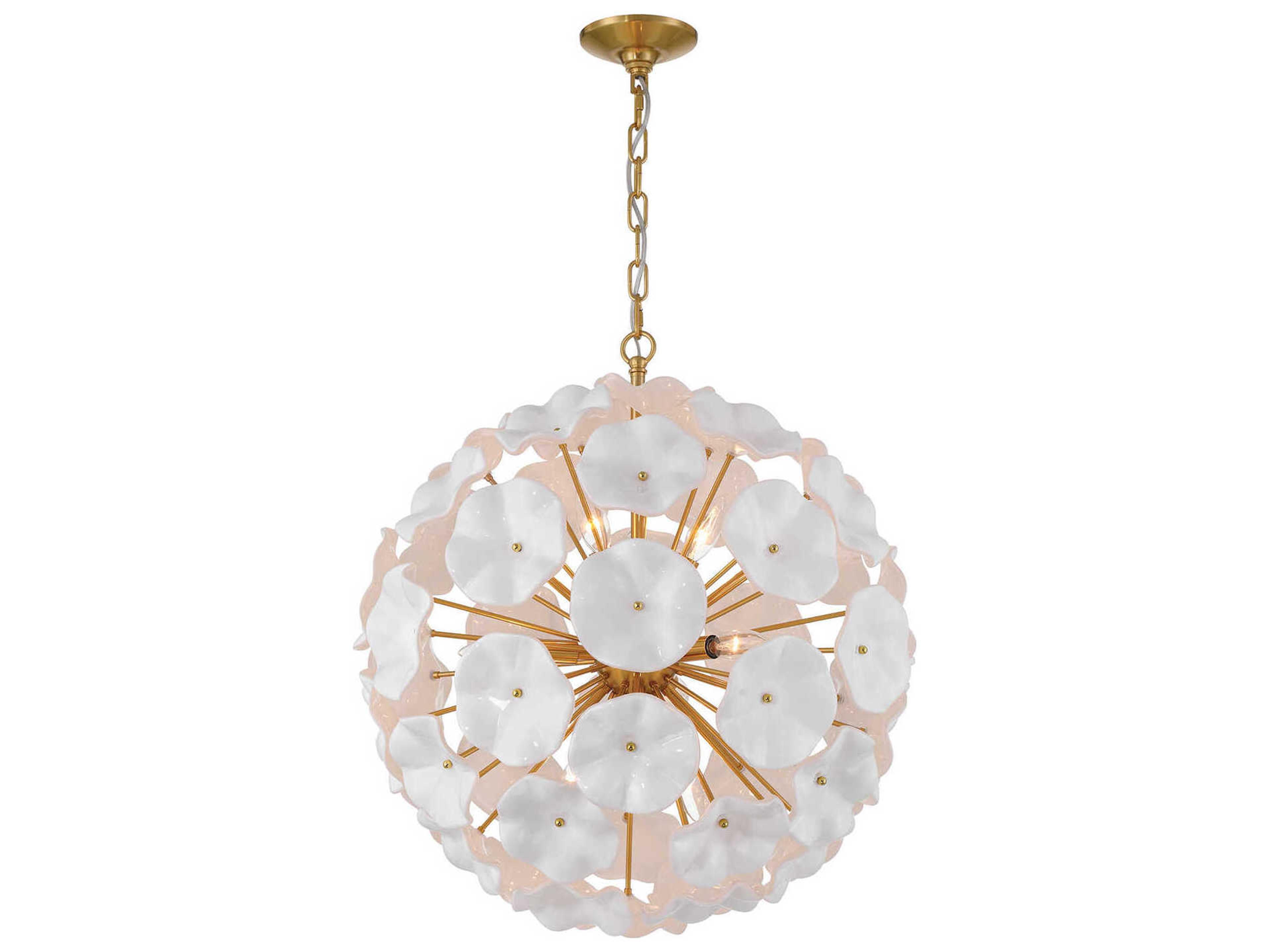 Esme 9-Light Aged Brass White Sputnik Pendant