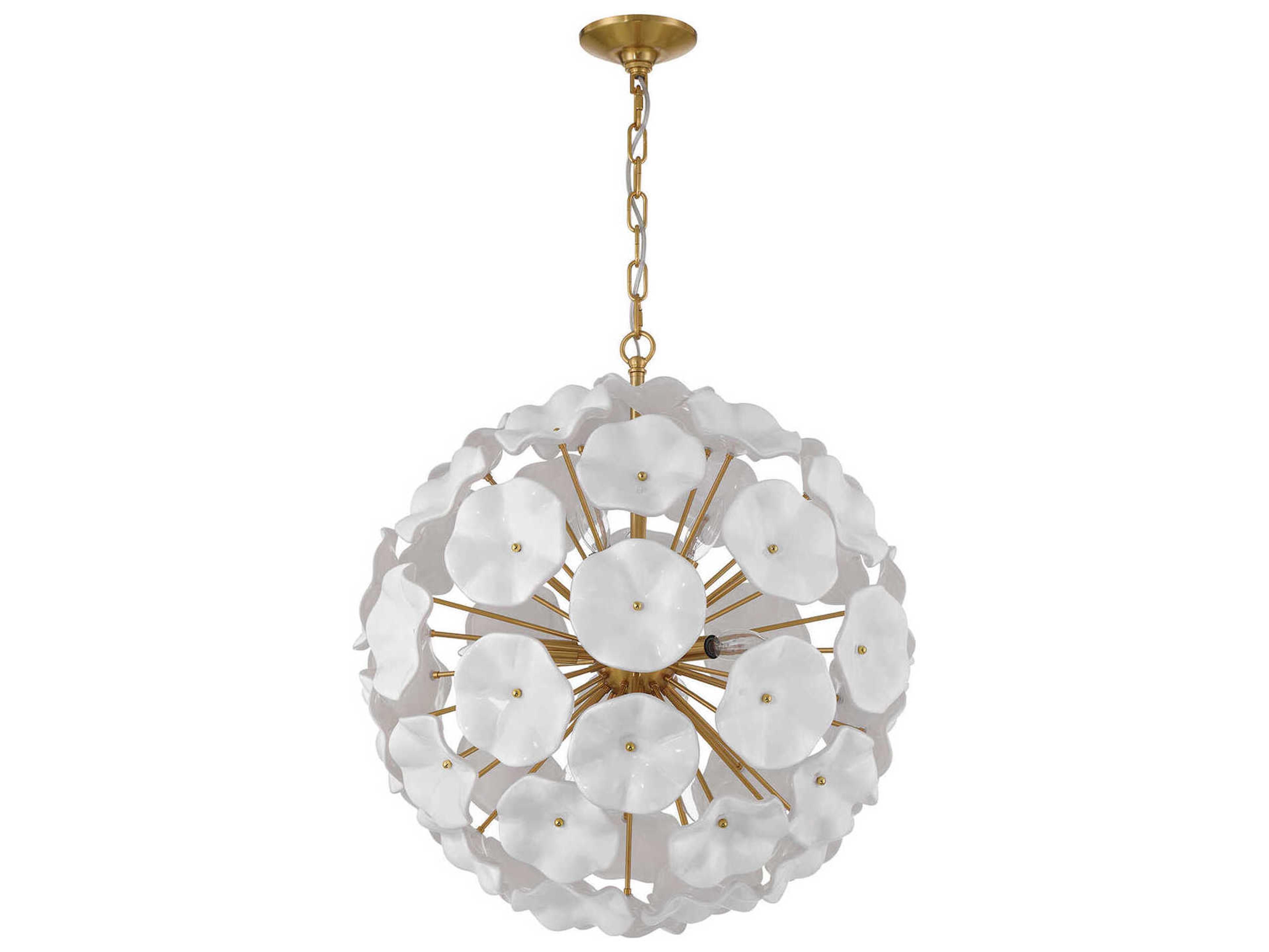 Crystorama Esme 9-Light Aged Brass White Sputnik Pendant