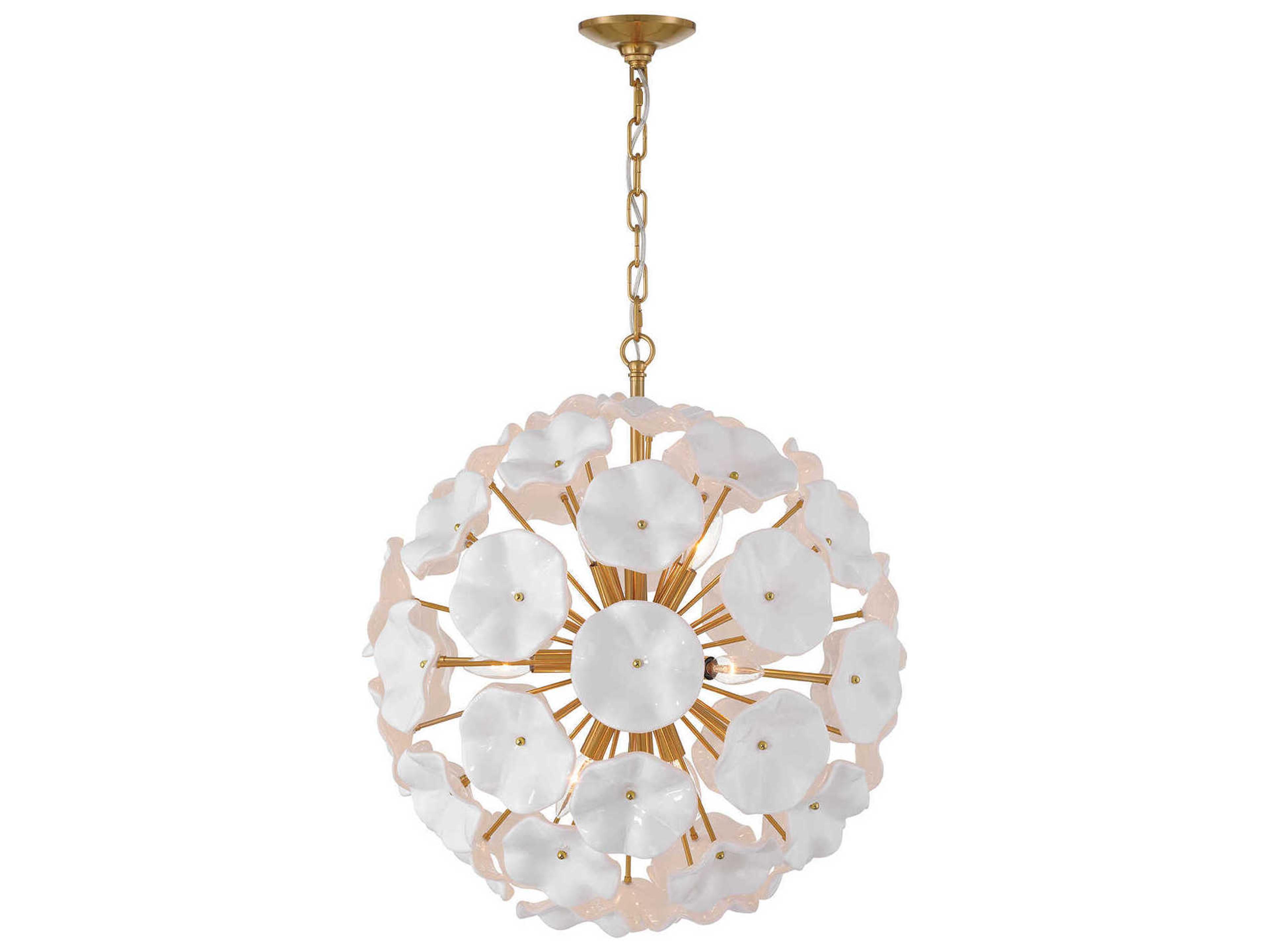 Crystorama Esme 9-Light Aged Brass White Sputnik Pendant