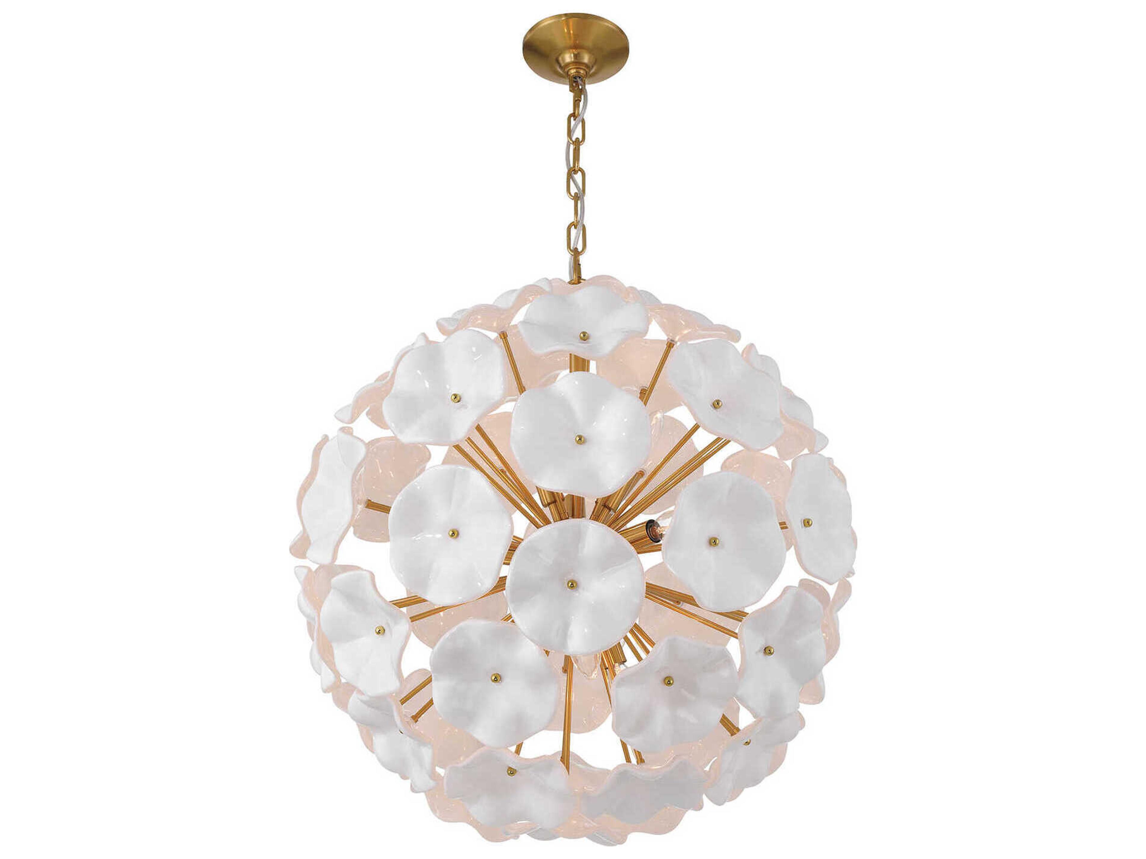 Crystorama Esme 9-Light Aged Brass White Sputnik Pendant
