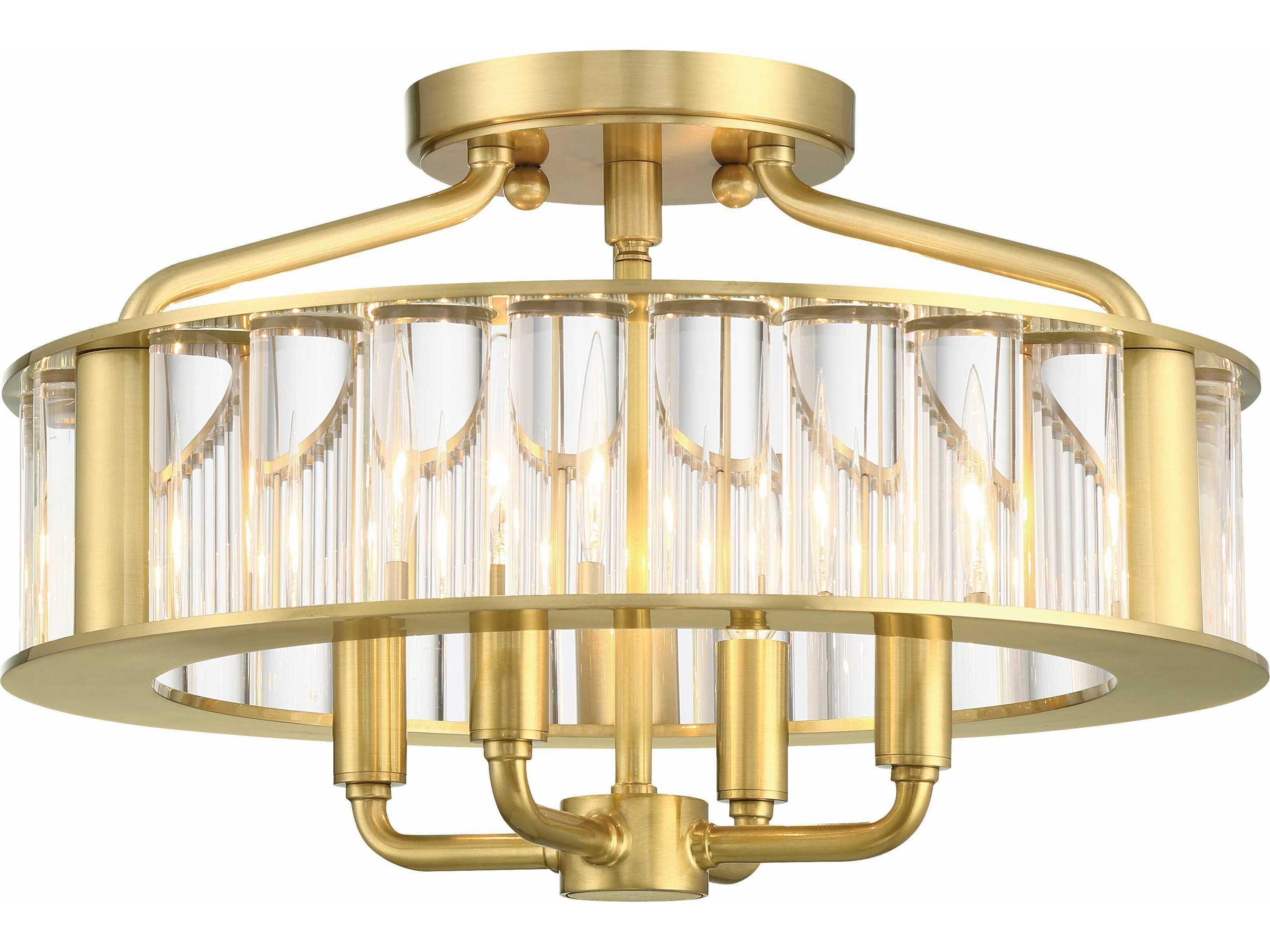 Farris 4-Light Aged Brass Glass Semi Flush Mount