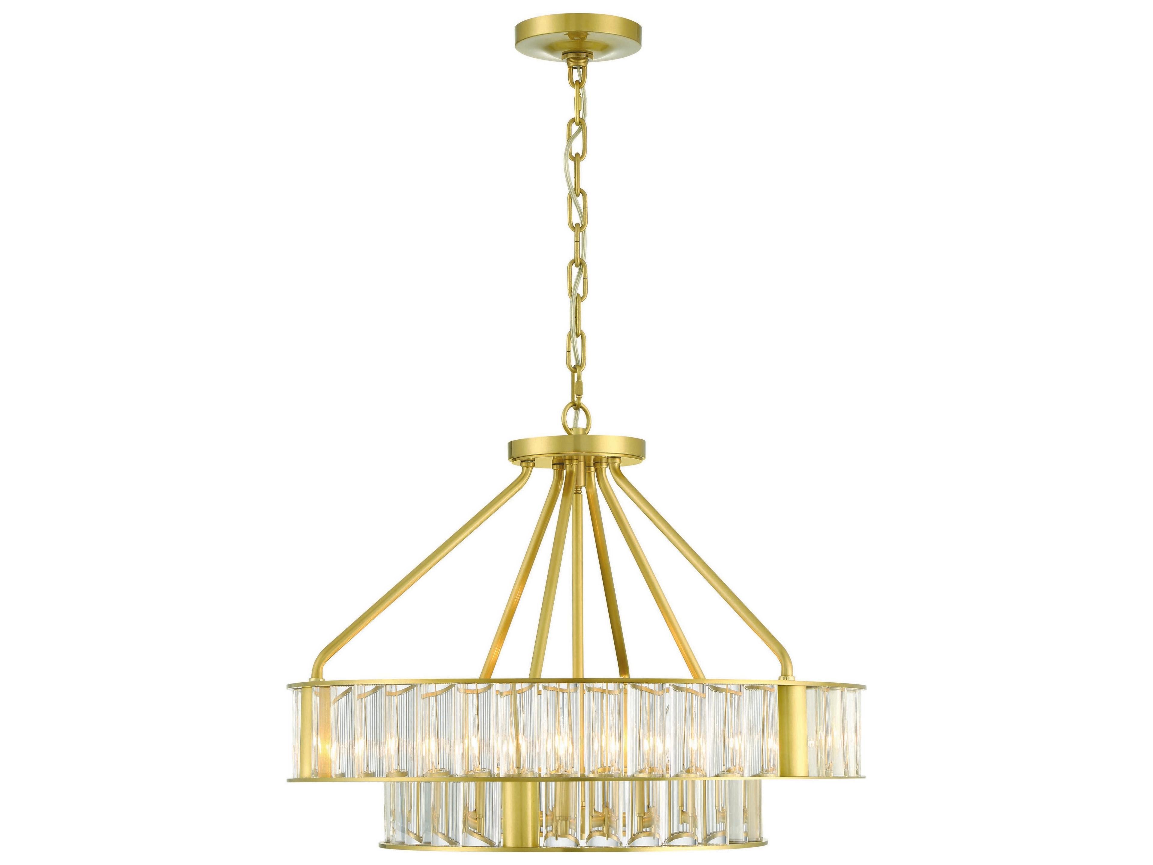 Farris 6-Light Aged Brass Glass Candelabra Chandelier