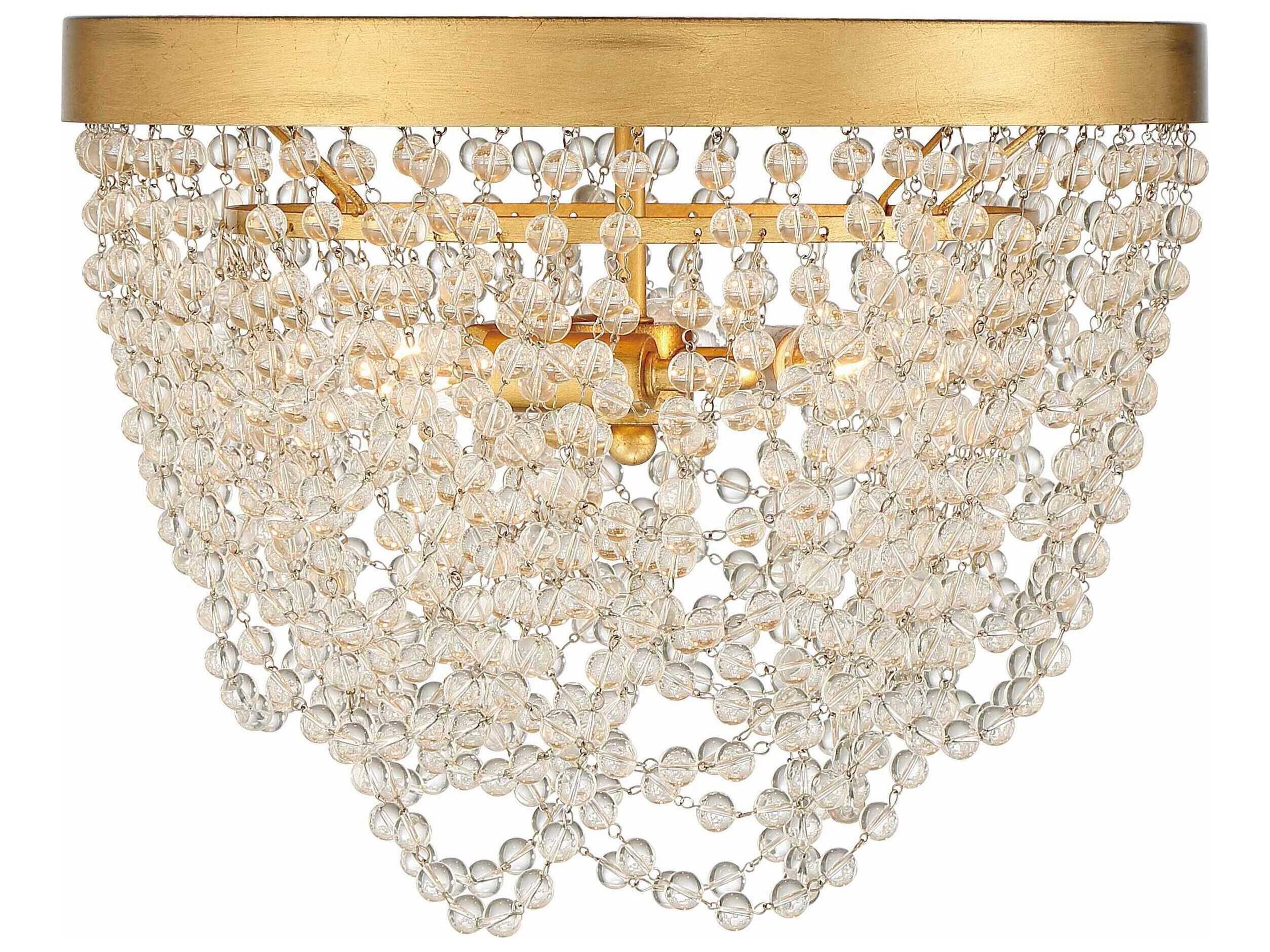 Fiona 3-Light Antique Gold Glass Bowl Flush Mount