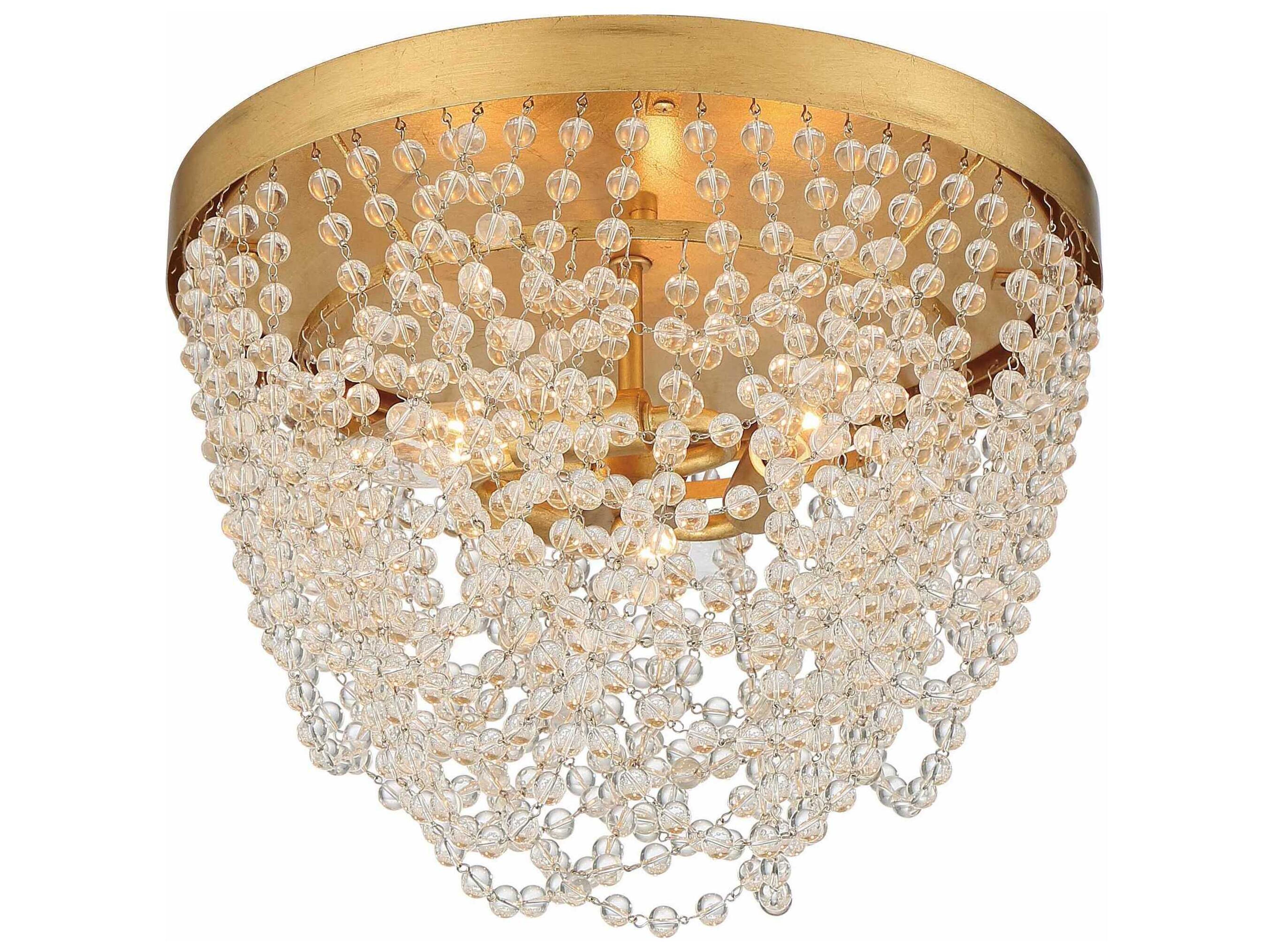 Crystorama Fiona 3-Light Antique Gold Glass Bowl Flush Mount