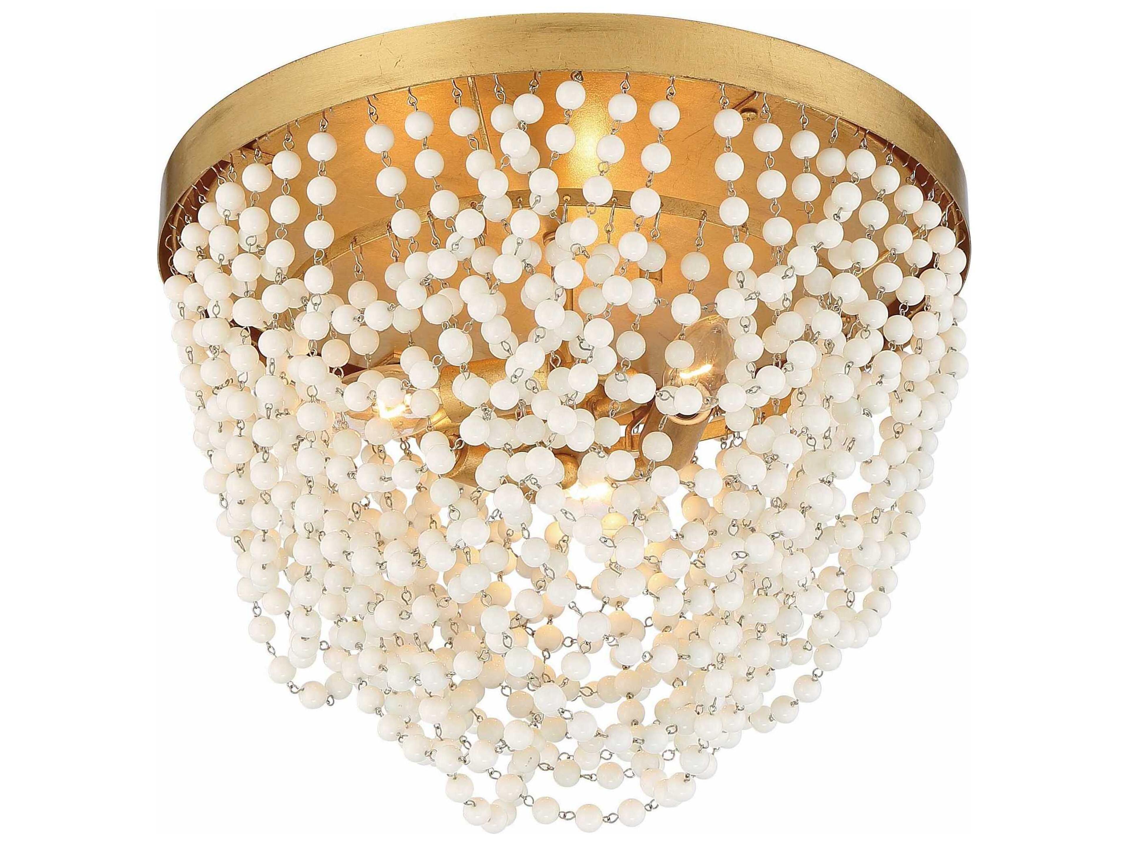 Crystorama Fiona 3-Light Antique Gold Glass Bowl Flush Mount