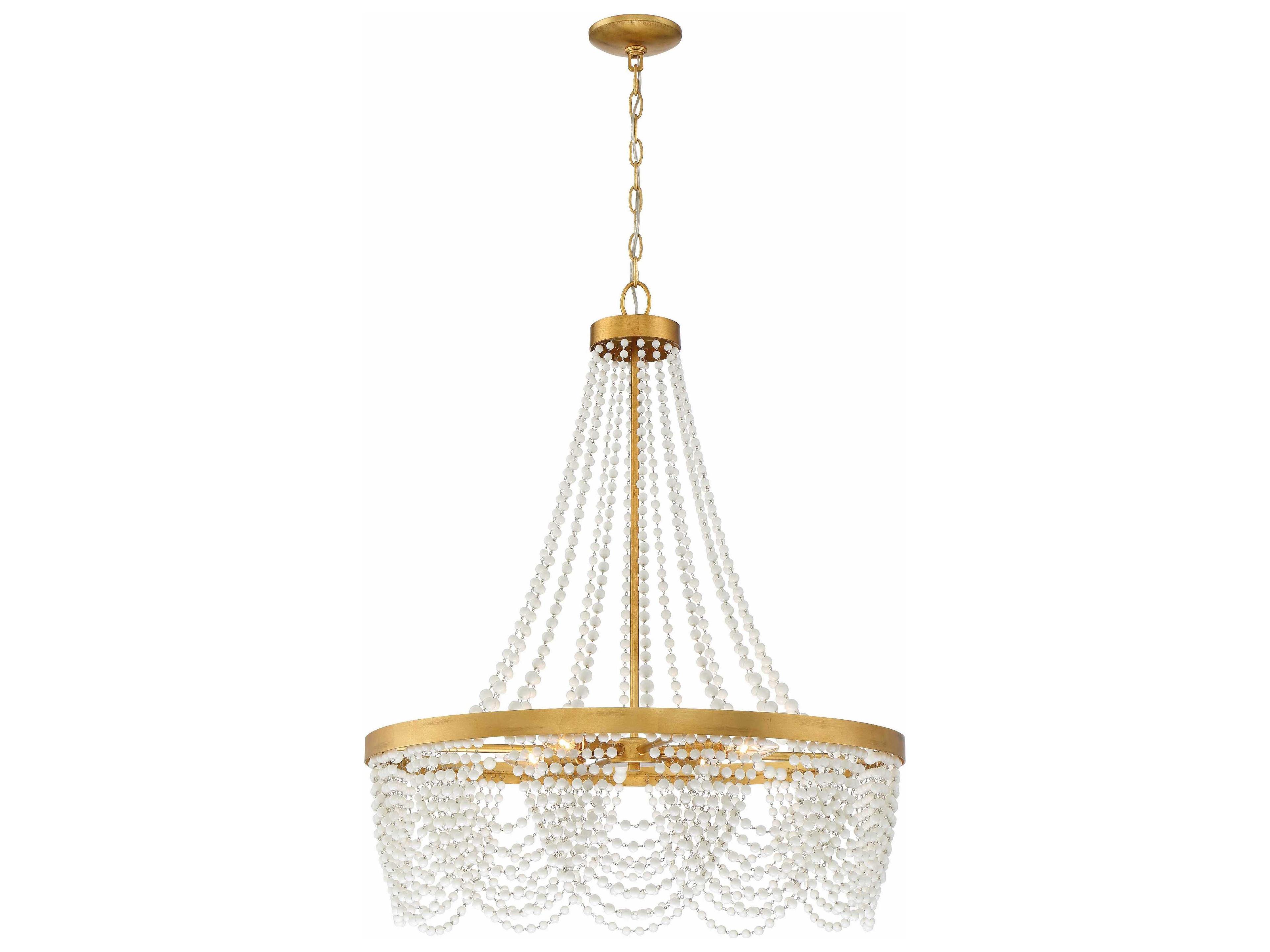 Fiona 4-Light Antique Gold Glass Candelabra Empire Chandelier