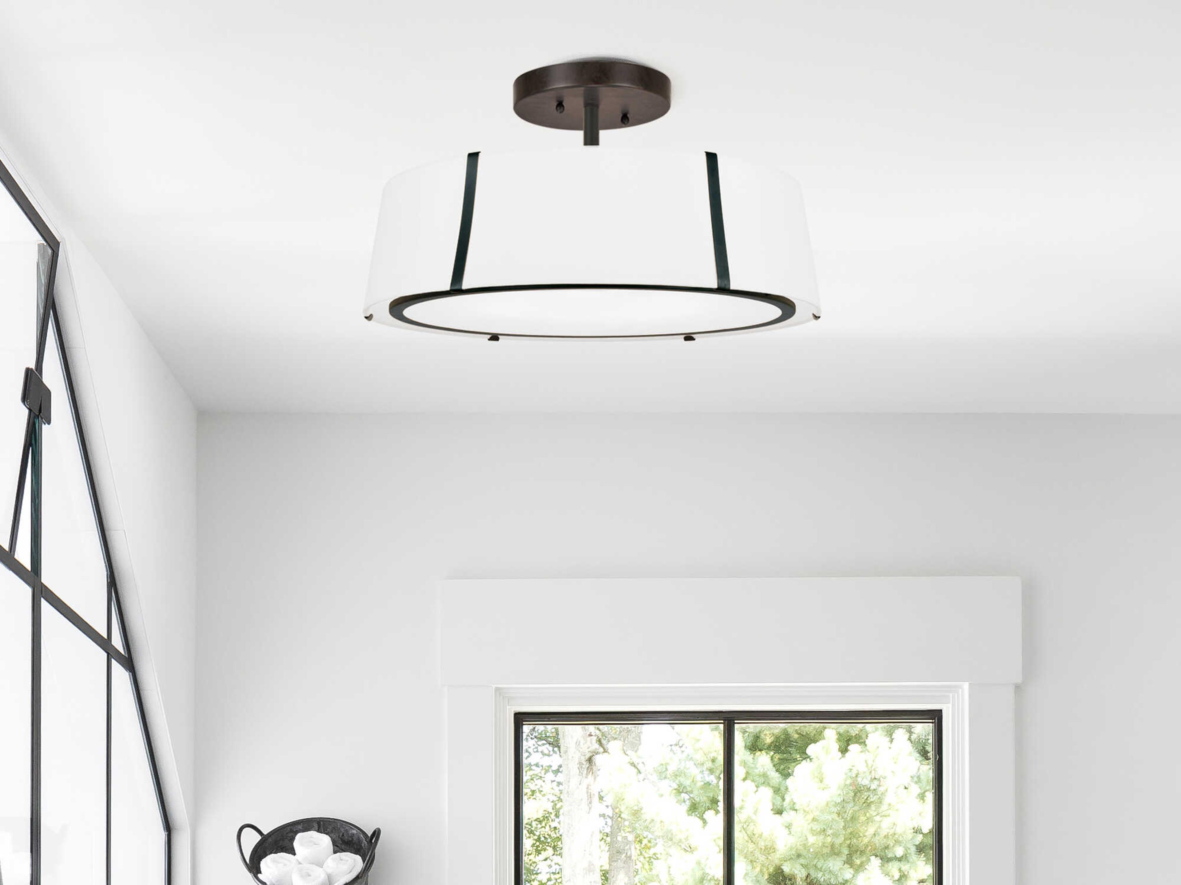 Crystorama Fulton 6-Light White Drum Flush Mount