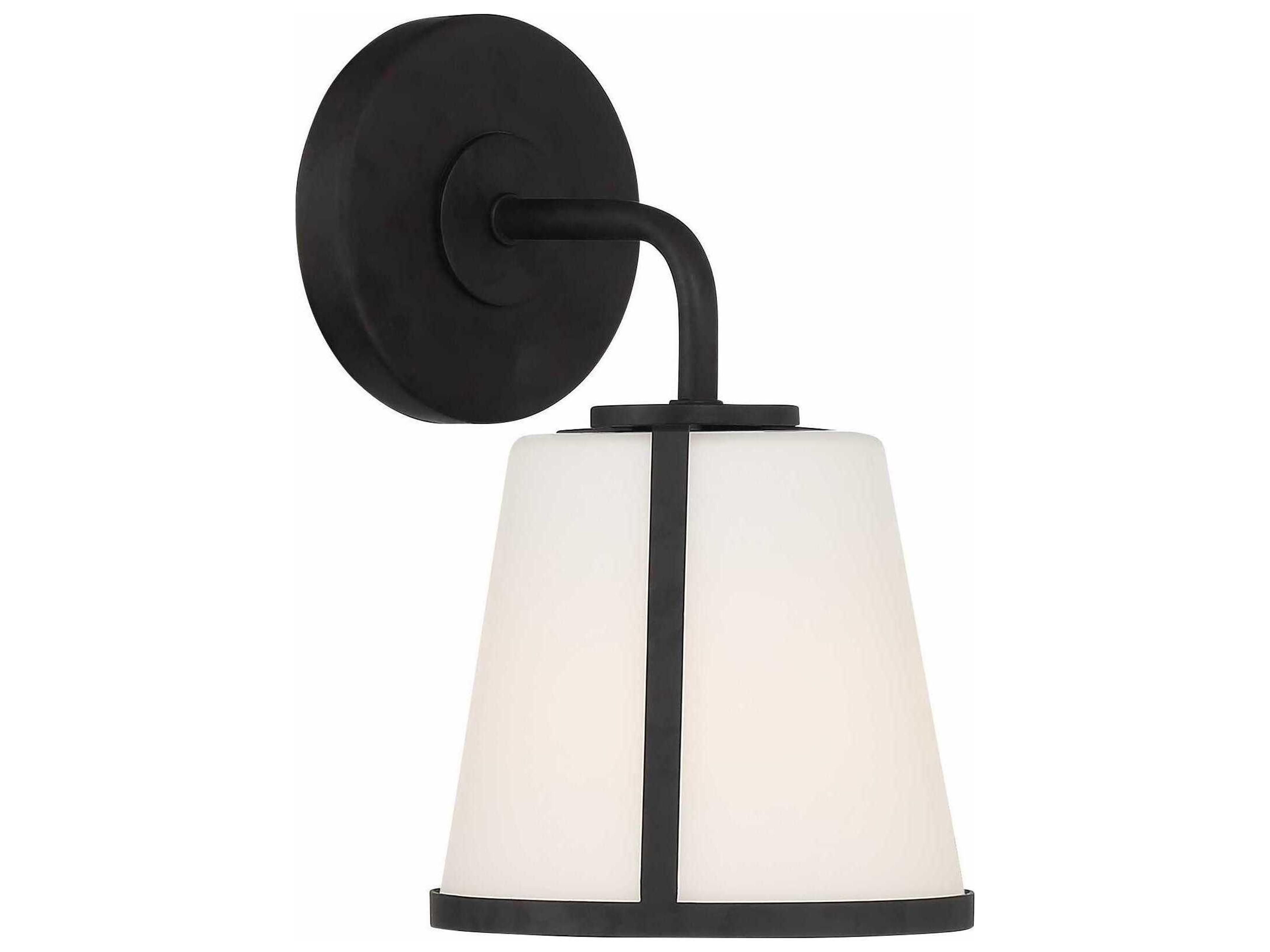 Fulton 1-Light Black Glass Wall Sconce
