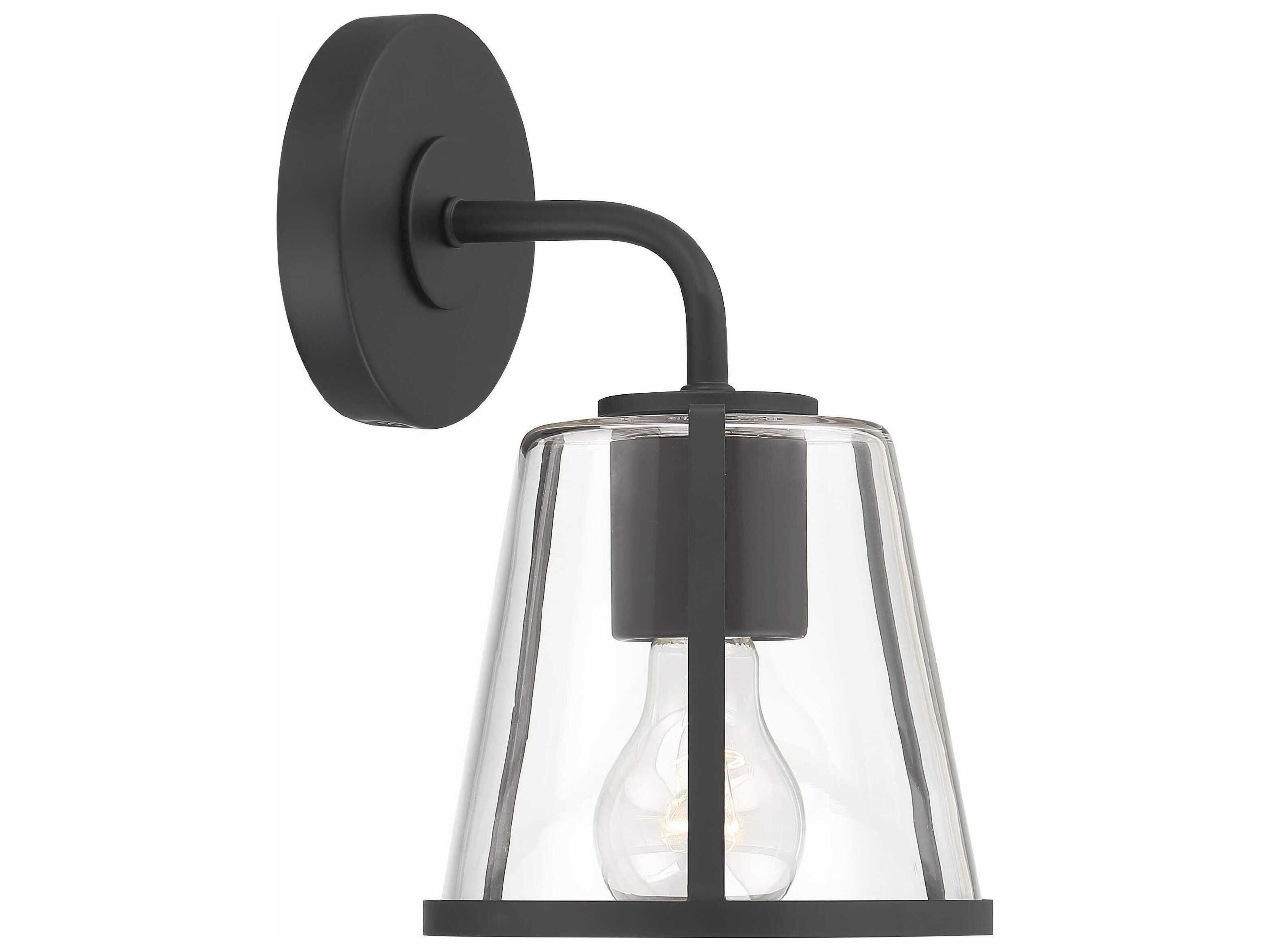 Fulton 1-Light Black Glass Wall Sconce