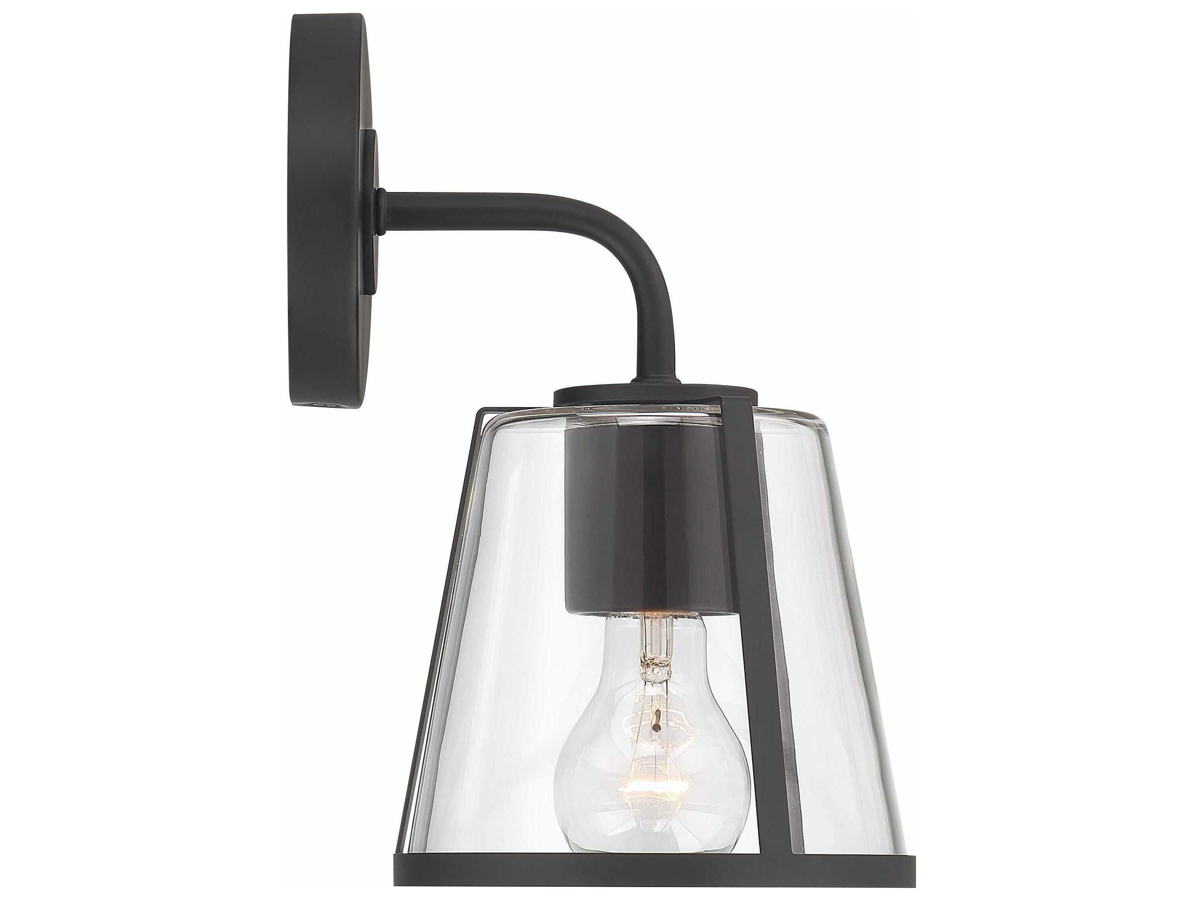 Crystorama Fulton 1-Light Black Glass Wall Sconce