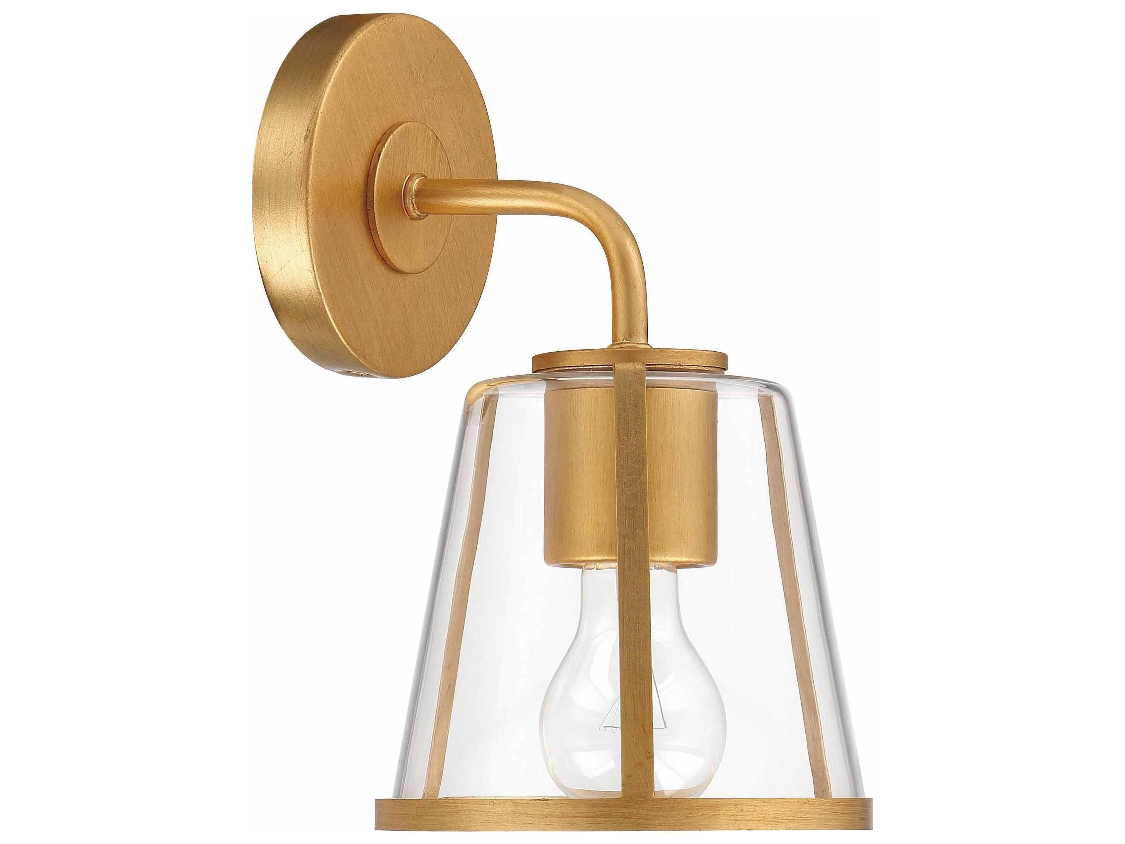 Crystorama Fulton 1-Light Antique Gold Glass Wall Sconce