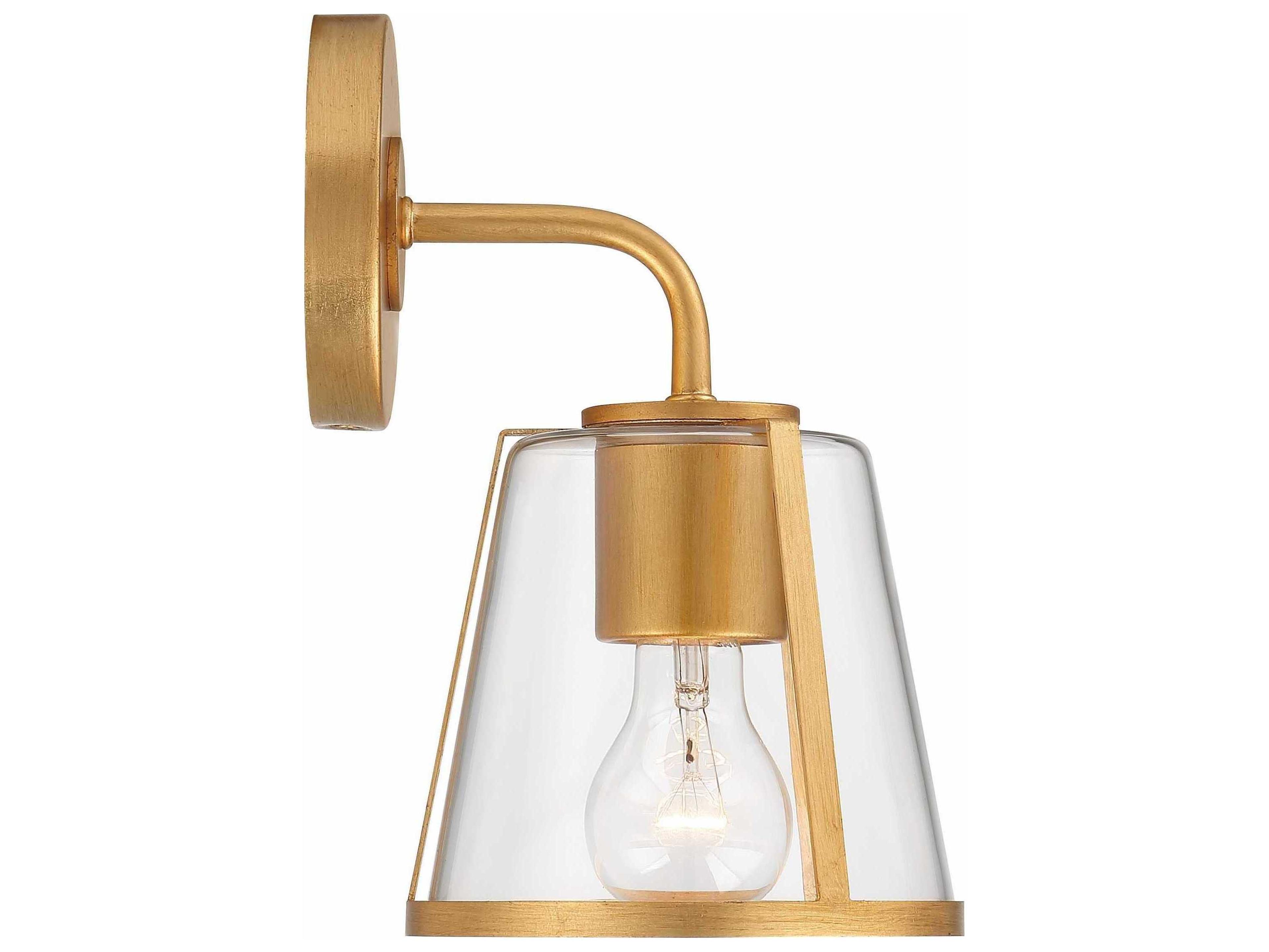 Crystorama Fulton 1-Light Antique Gold Glass Wall Sconce