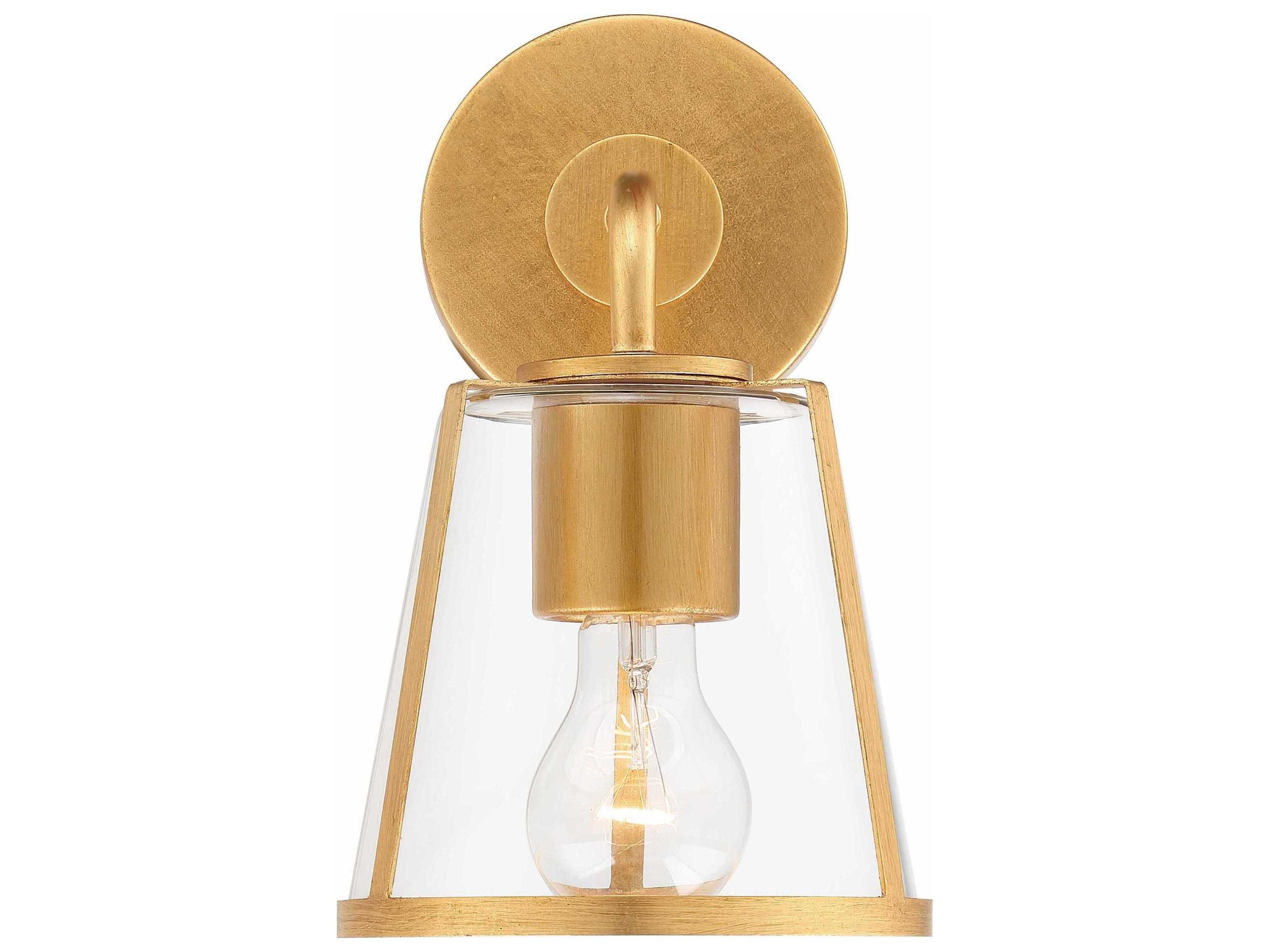 Crystorama Fulton 1-Light Antique Gold Glass Wall Sconce