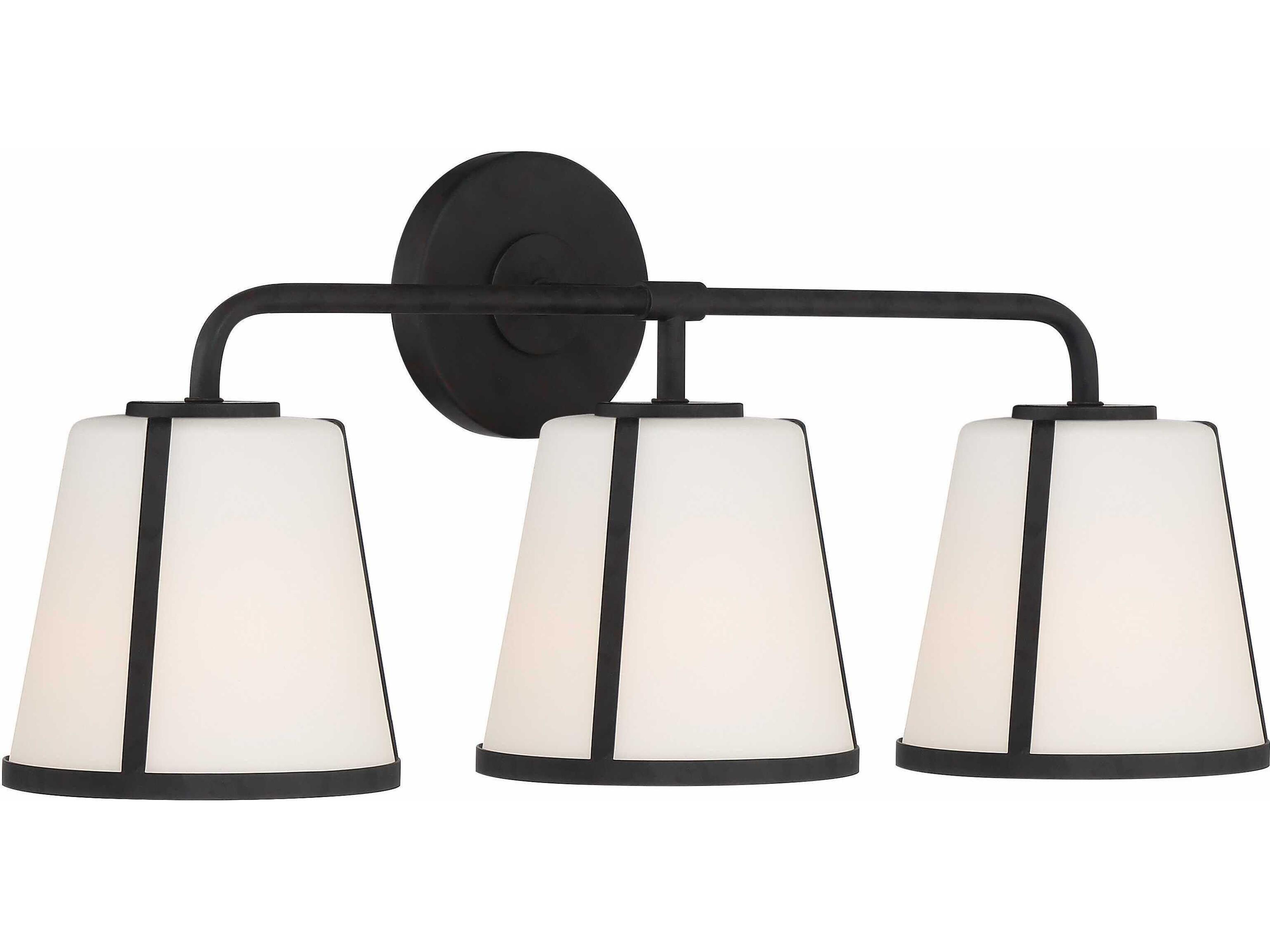Crystorama Fulton 3-Light Black Glass Vanity Light