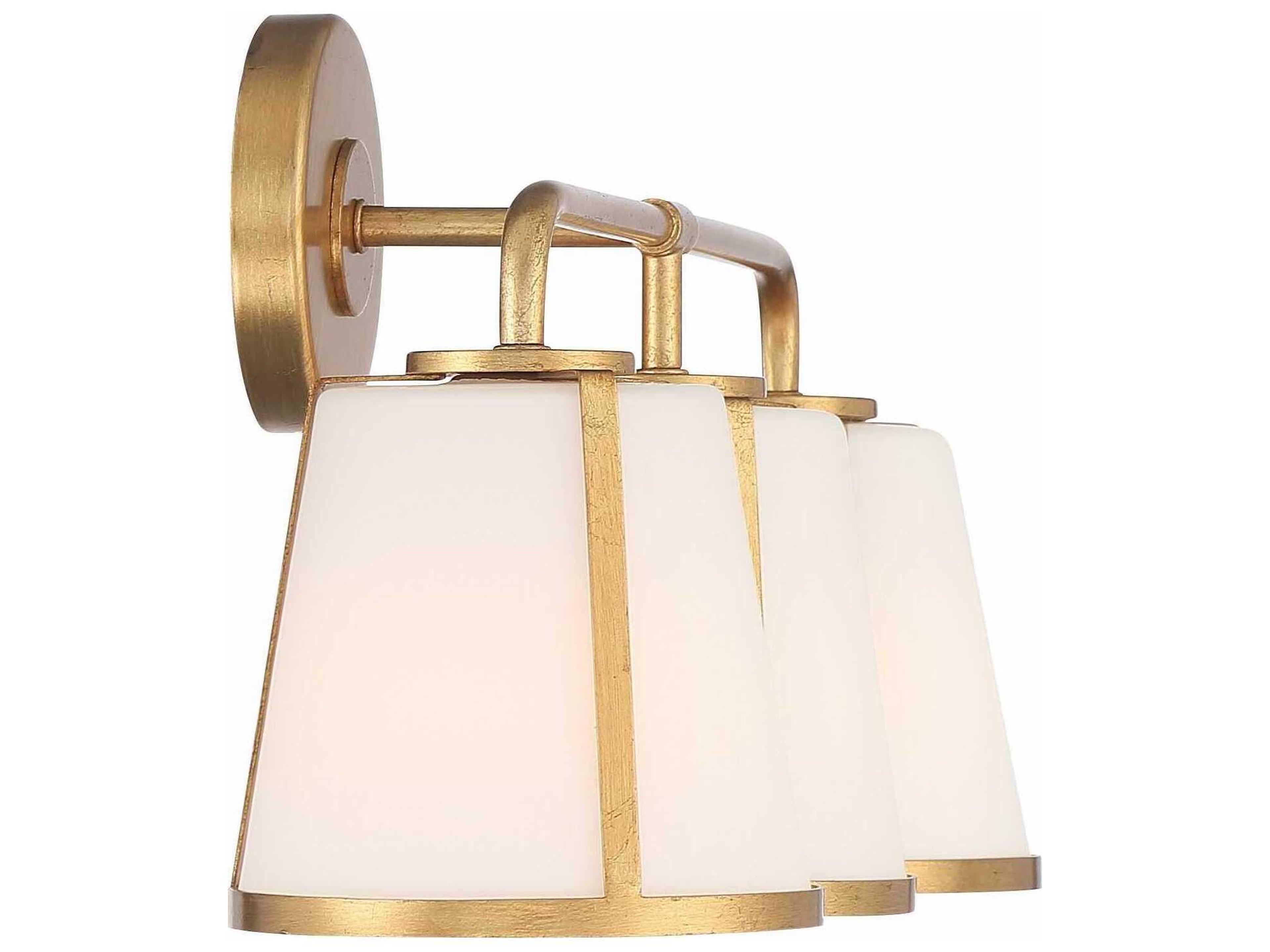 Crystorama Fulton 3-Light Antique Gold Glass Vanity Light