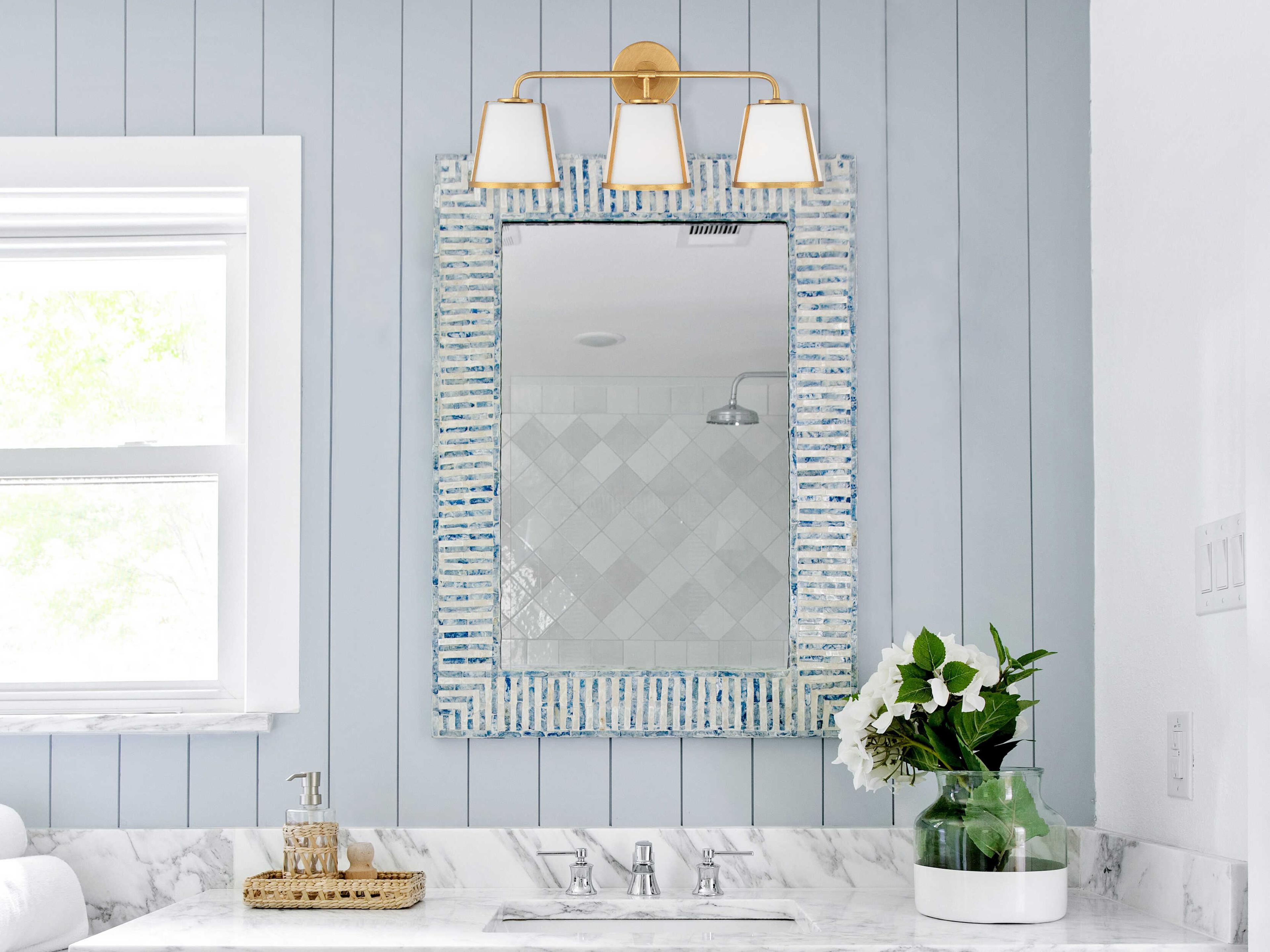 Crystorama Fulton 3-Light Antique Gold Glass Vanity Light