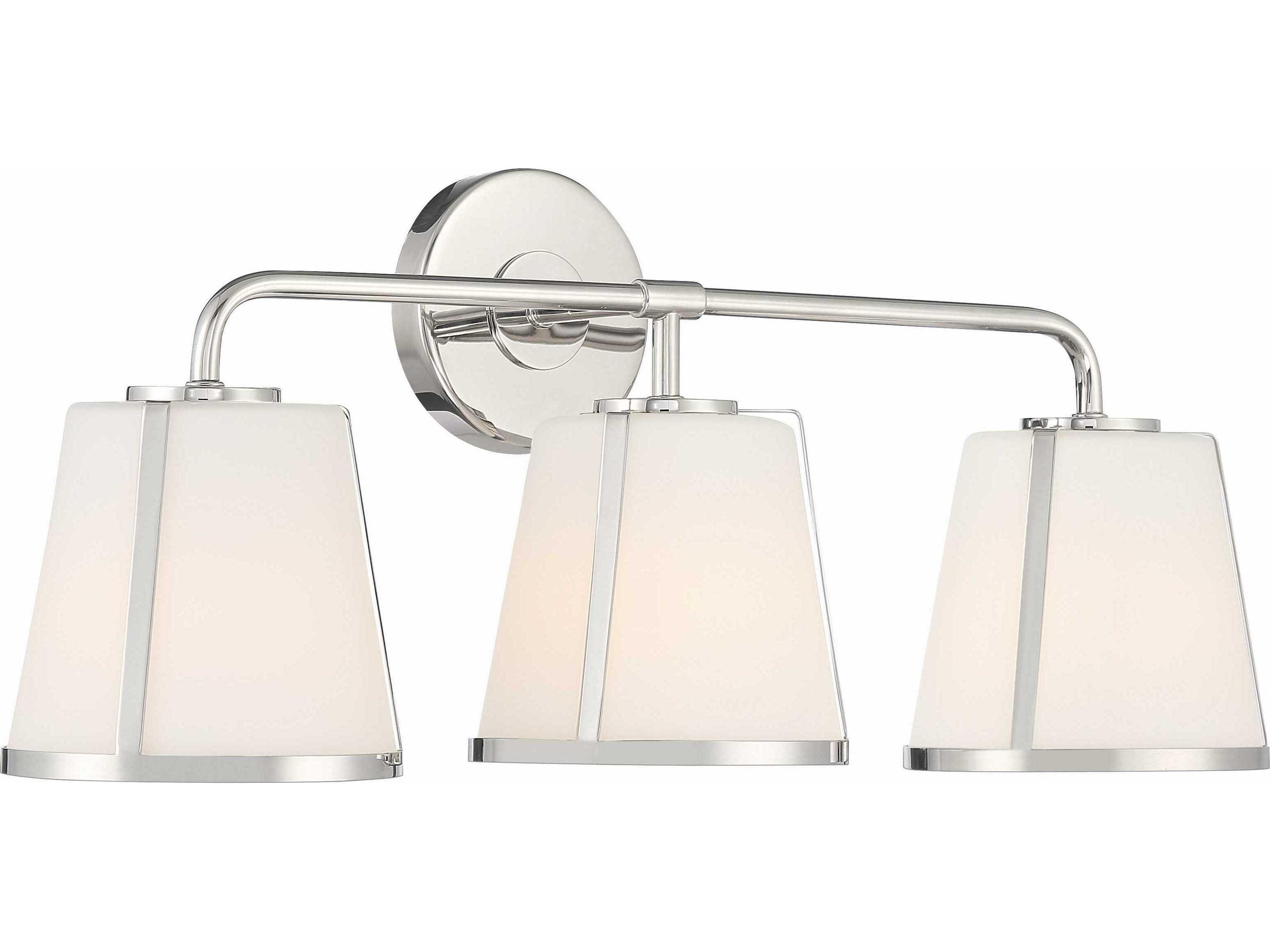 Crystorama Fulton 3-Light Polished Nickel Glass Vanity Light