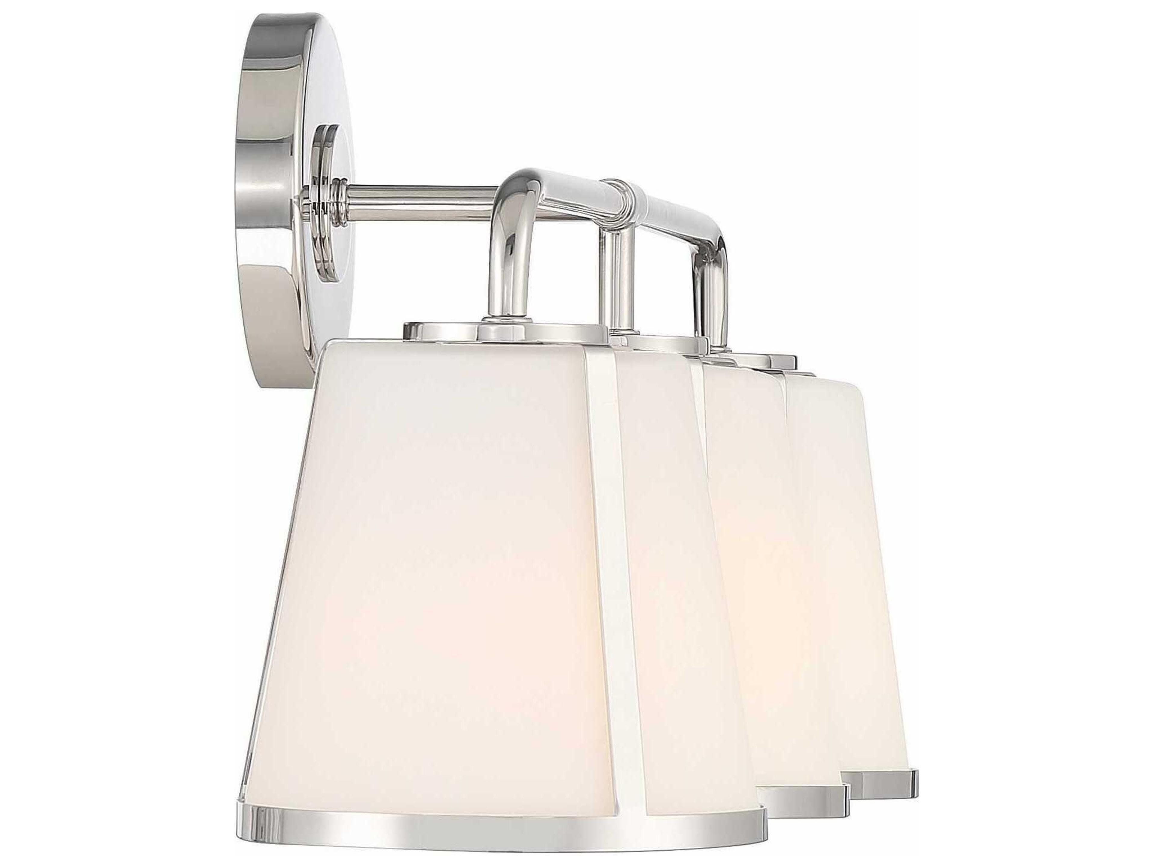 Crystorama Fulton 3-Light Polished Nickel Glass Vanity Light