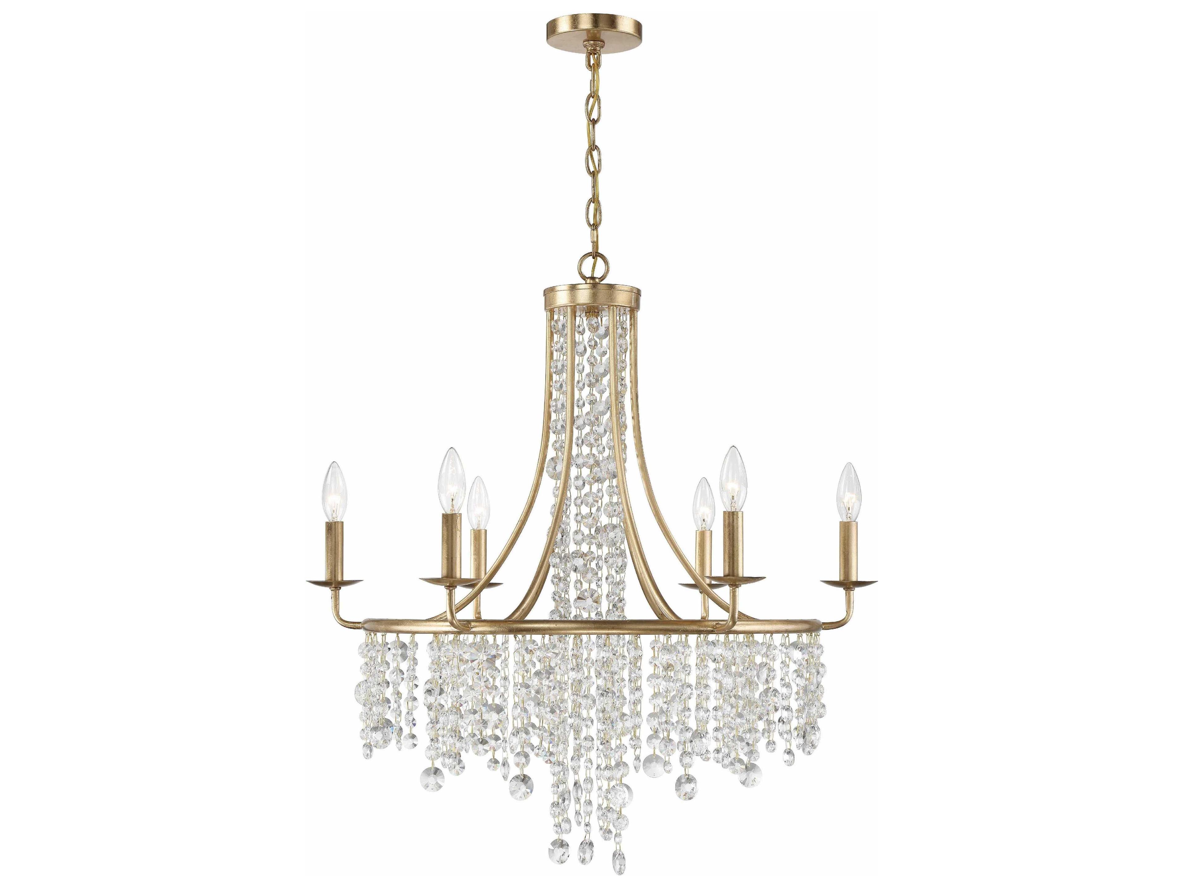 Gabrielle 6-Light Antique Gold Crystal Candelabra Chandelier