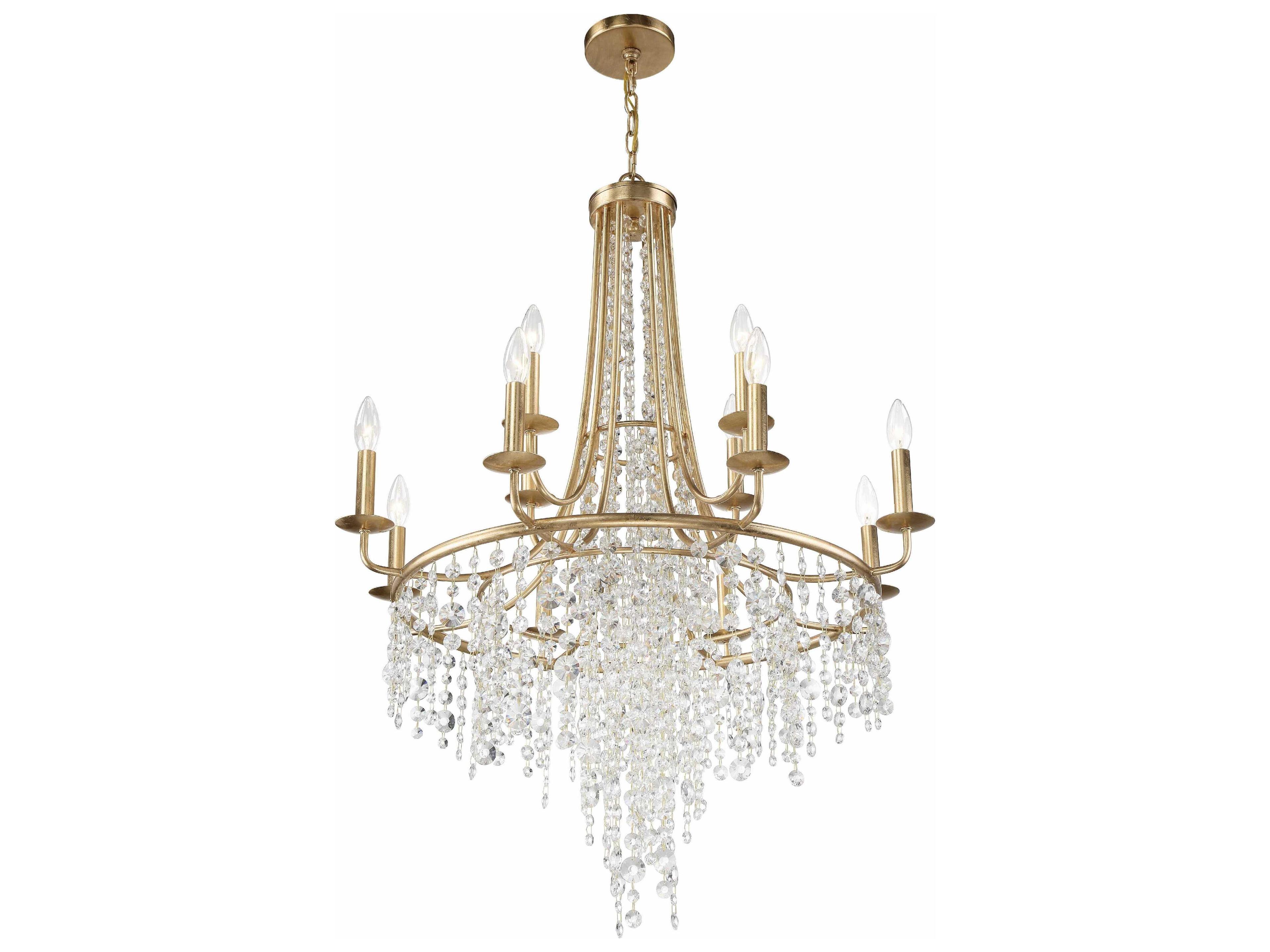 Crystorama Gabrielle 12-Light Antique Gold Crystal Candelabra Chandelier