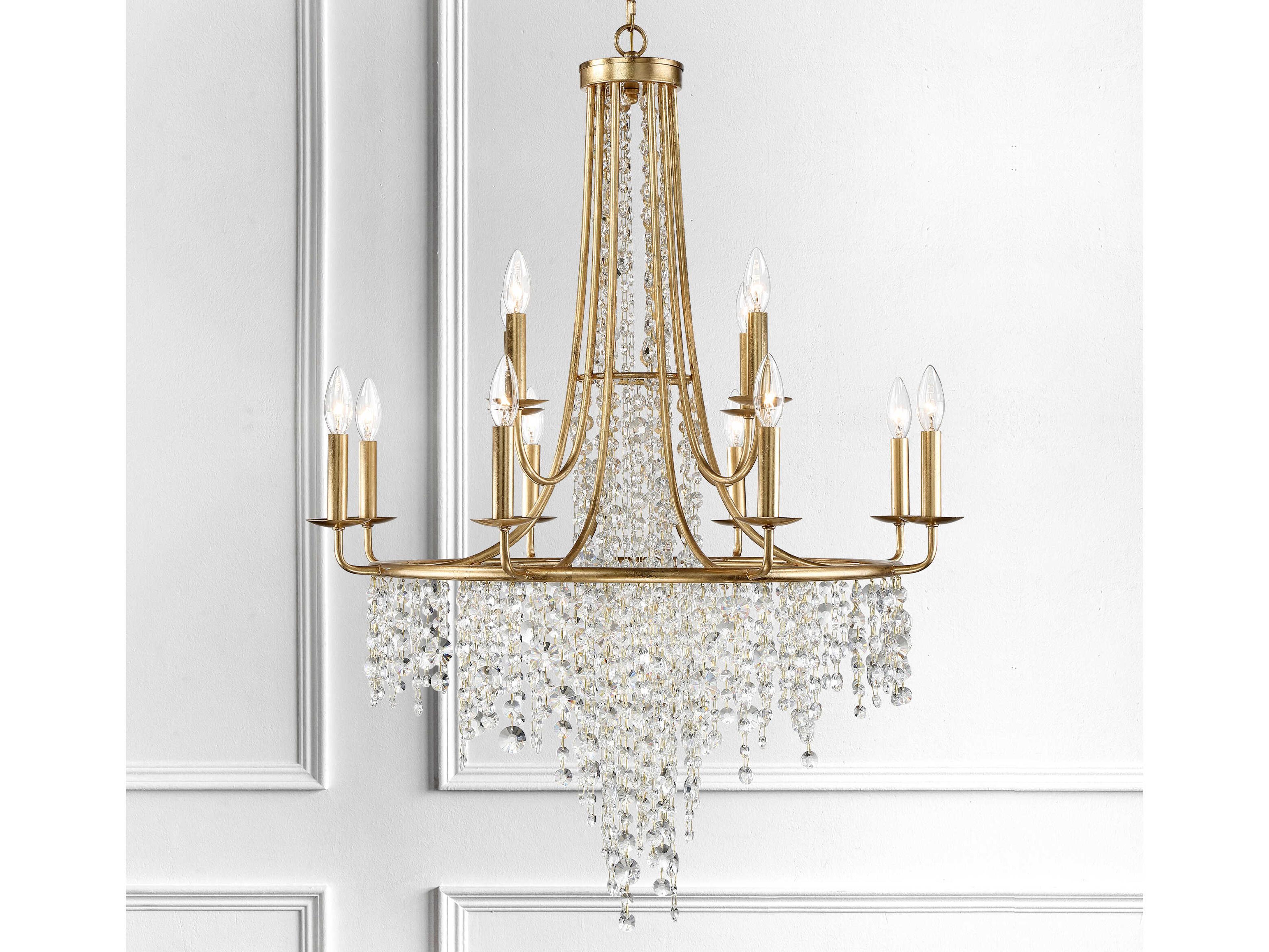 Crystorama Gabrielle 12-Light Antique Gold Crystal Candelabra Chandelier