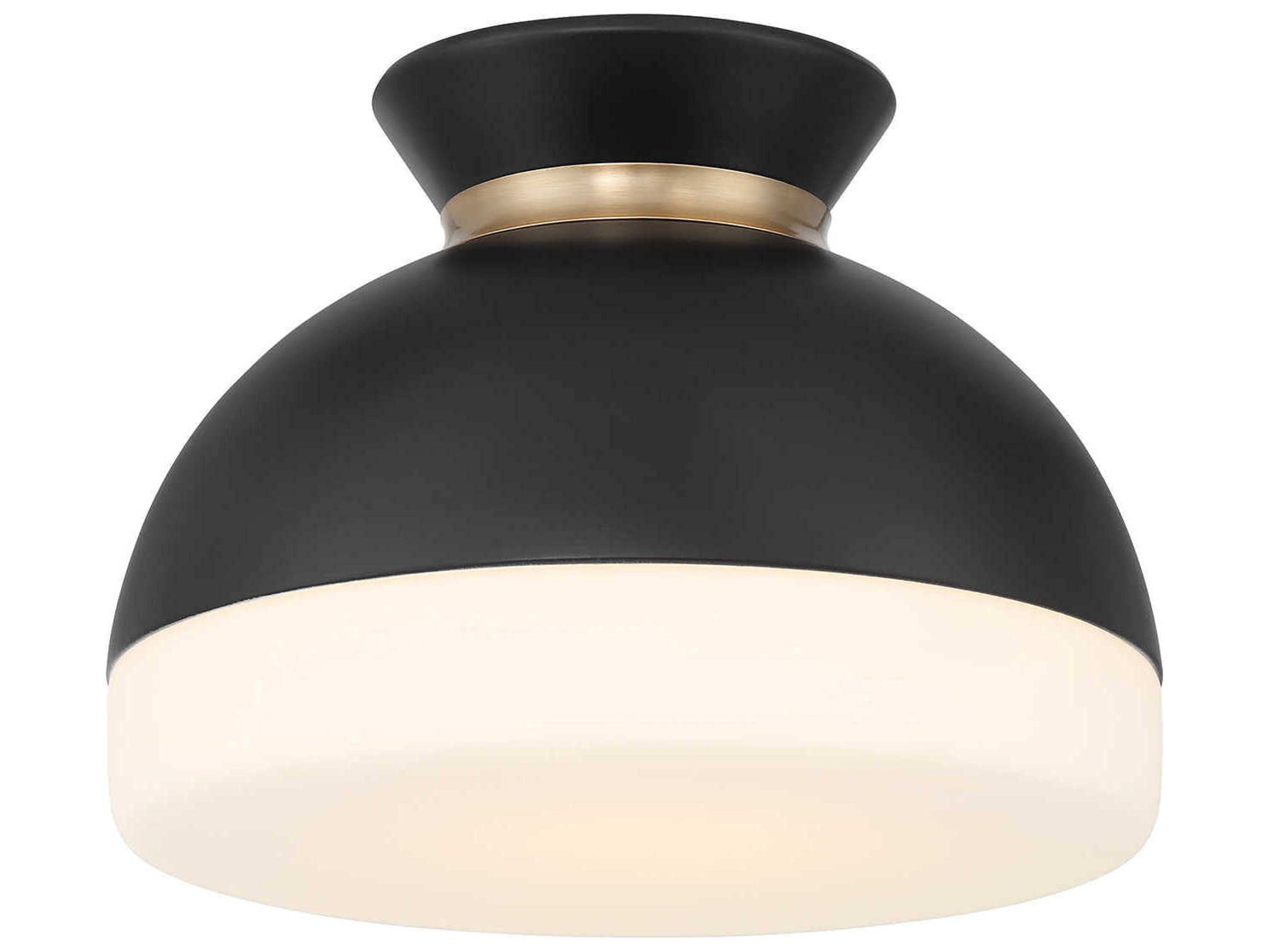 Crystorama Gidget 1-Light Matte Black Vibrant Gold Dome Flush Mount