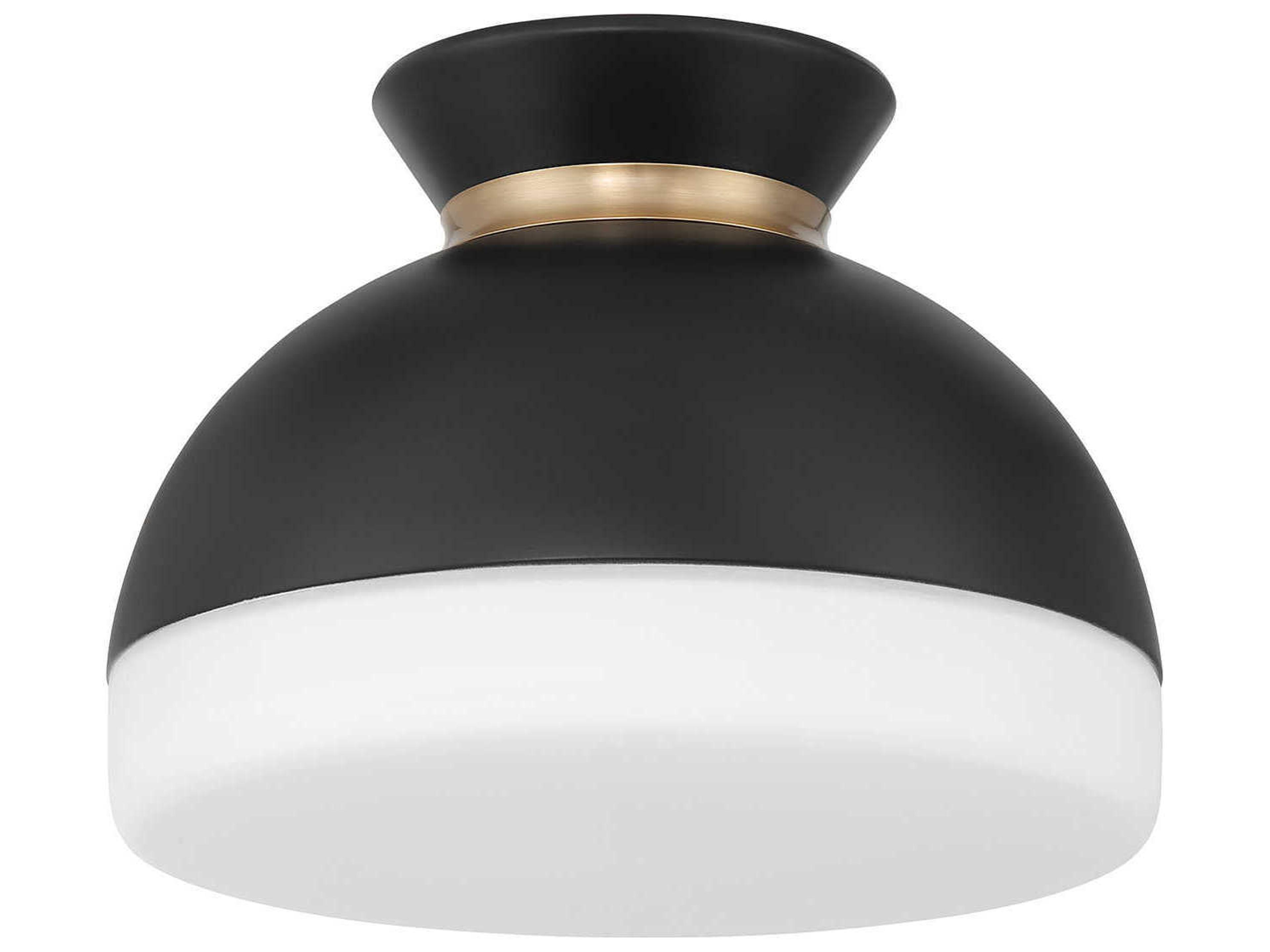 Crystorama Gidget 1-Light Matte Black Vibrant Gold Dome Flush Mount