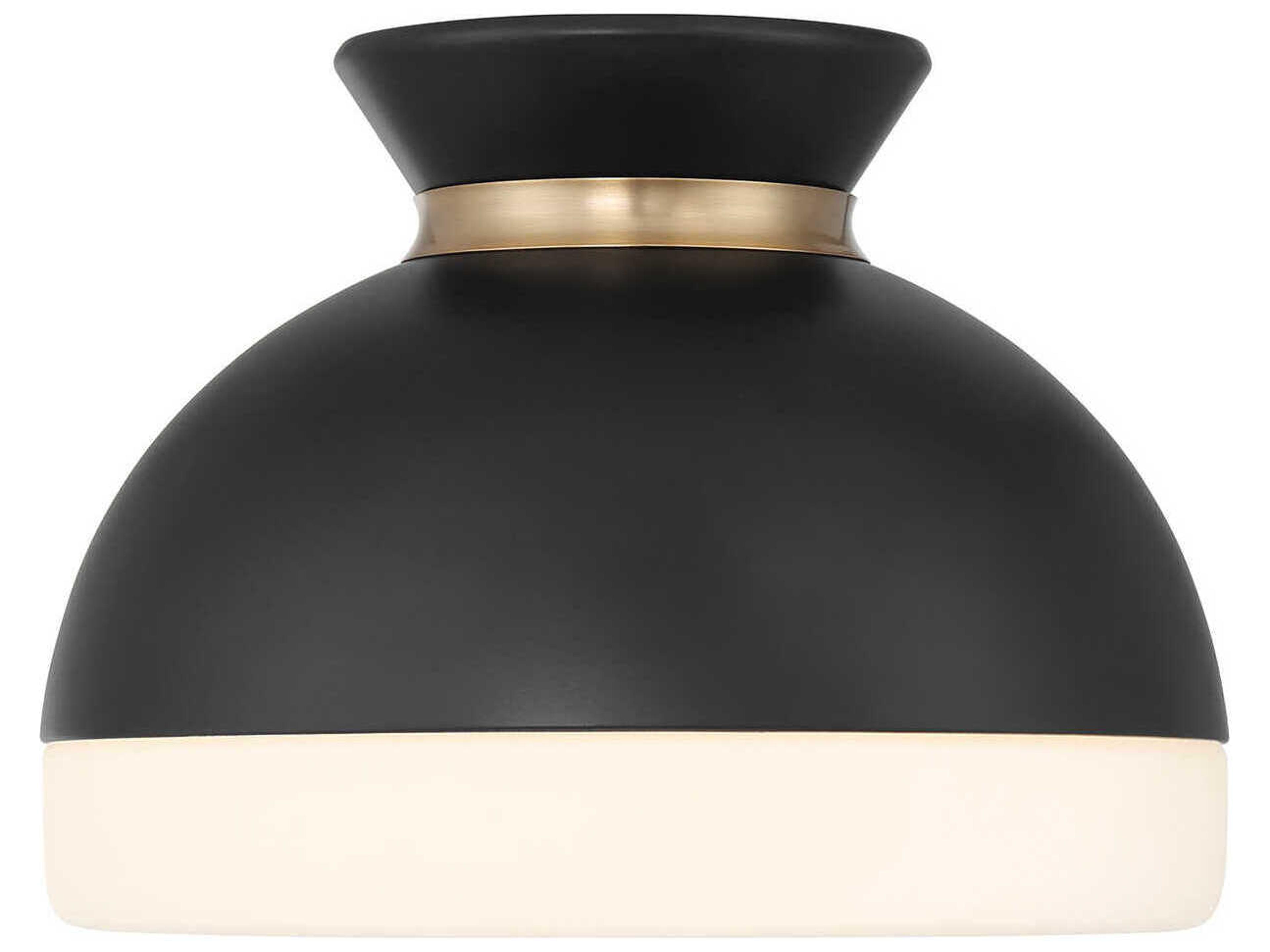 Crystorama Gidget 1-Light Matte Black Vibrant Gold Dome Flush Mount
