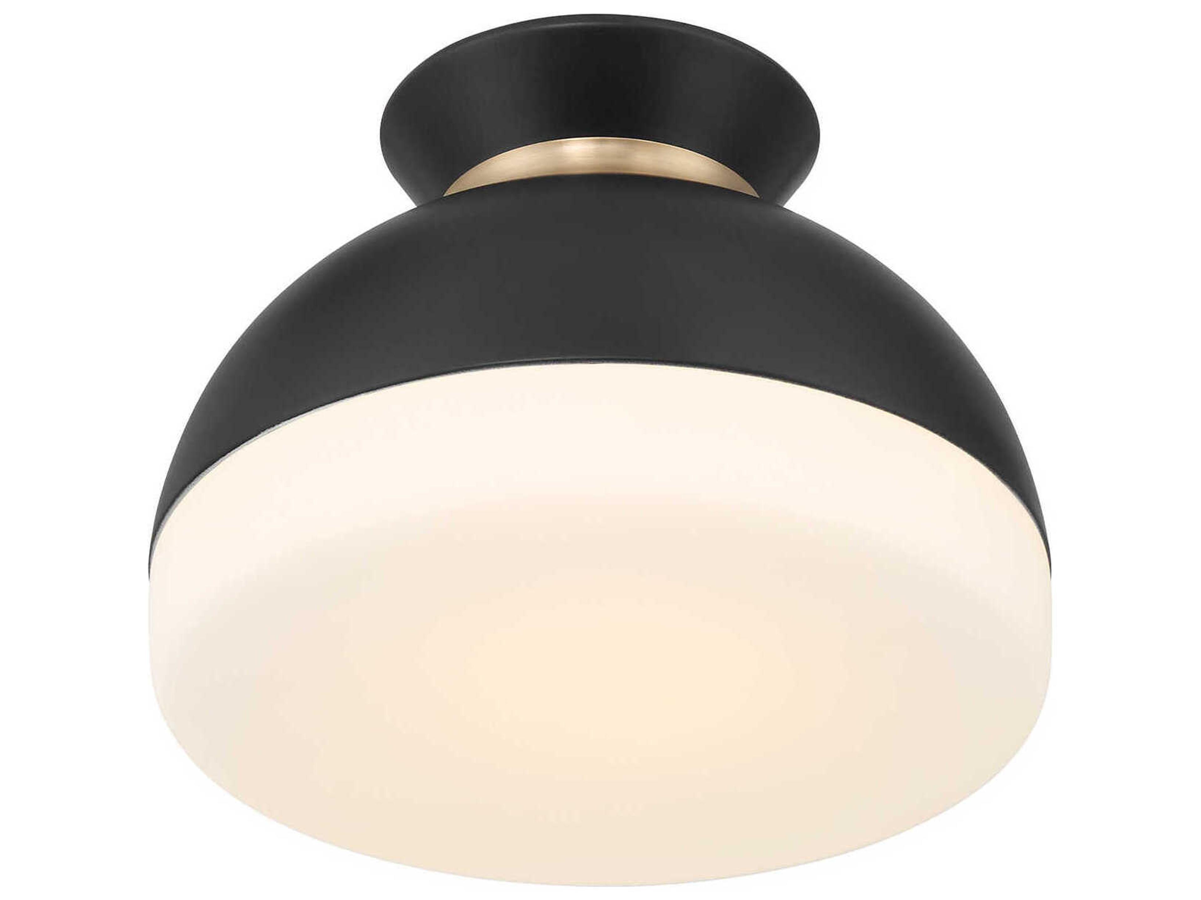 Crystorama Gidget 1-Light Matte Black Vibrant Gold Dome Flush Mount