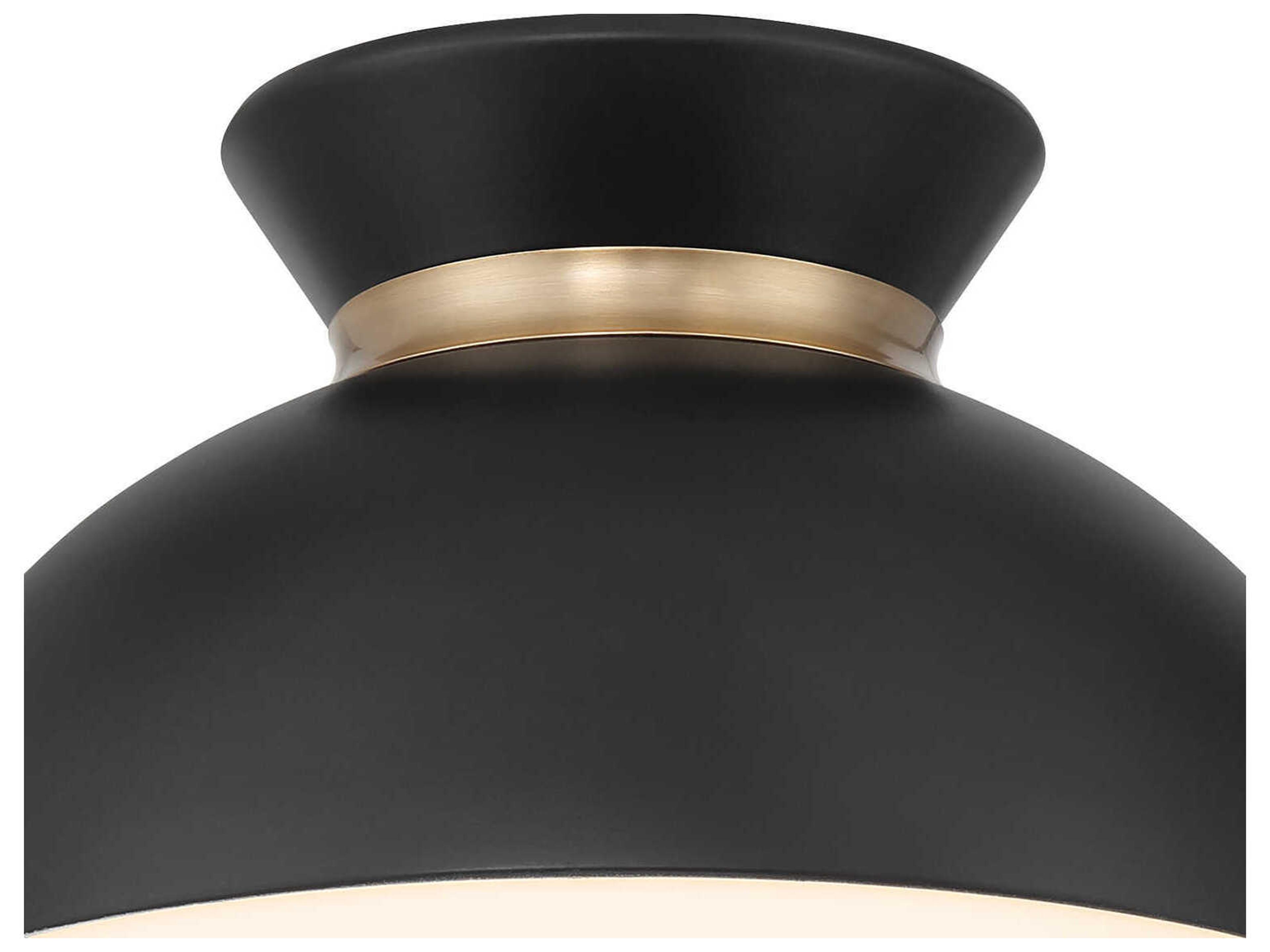 Crystorama Gidget 1-Light Matte Black Vibrant Gold Dome Flush Mount