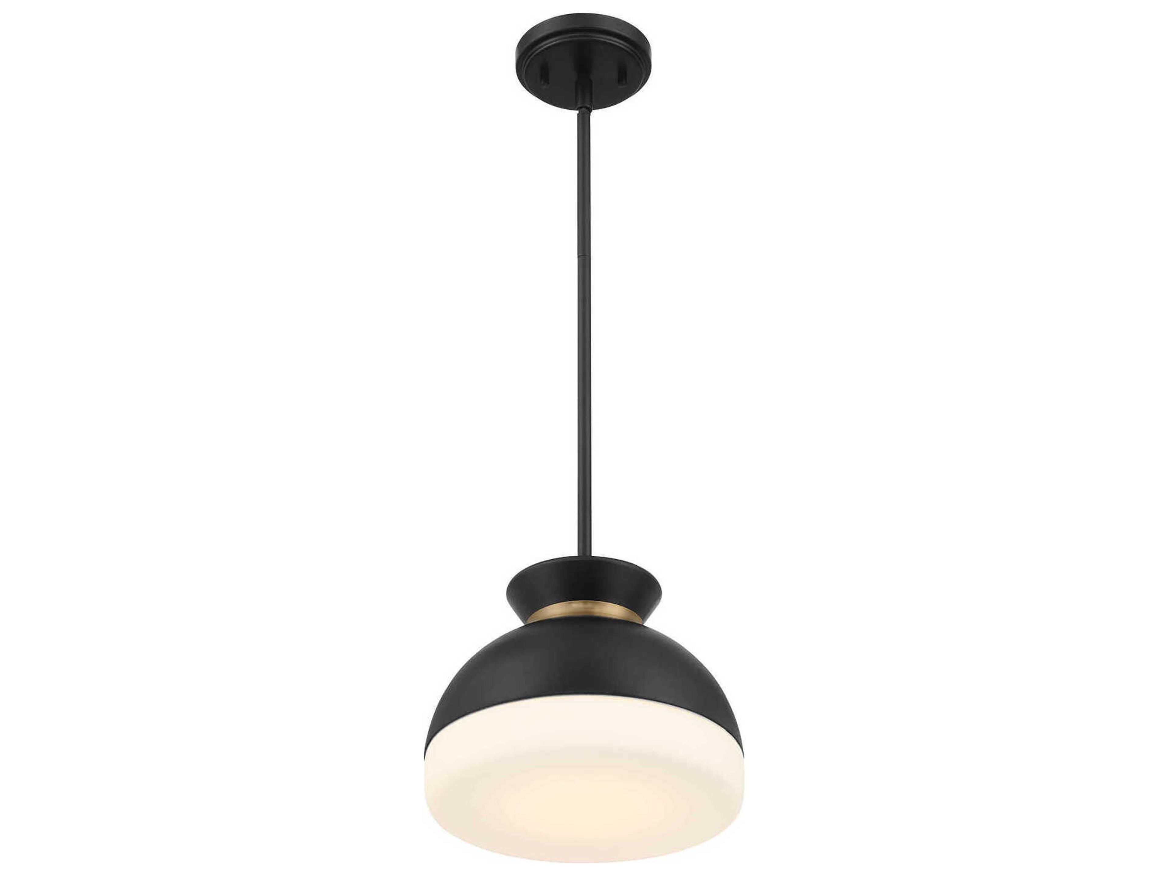 Crystorama Gidget 1-Light Matte Black Vibrant Gold Dome Mini Pendant