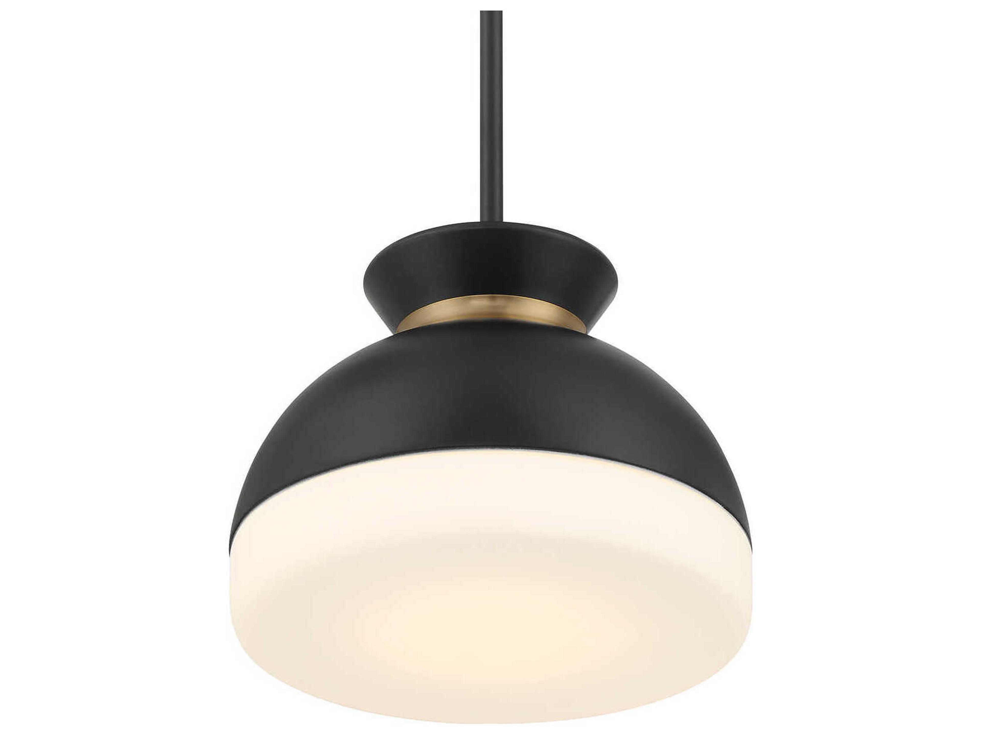 Crystorama Gidget 1-Light Matte Black Vibrant Gold Dome Mini Pendant