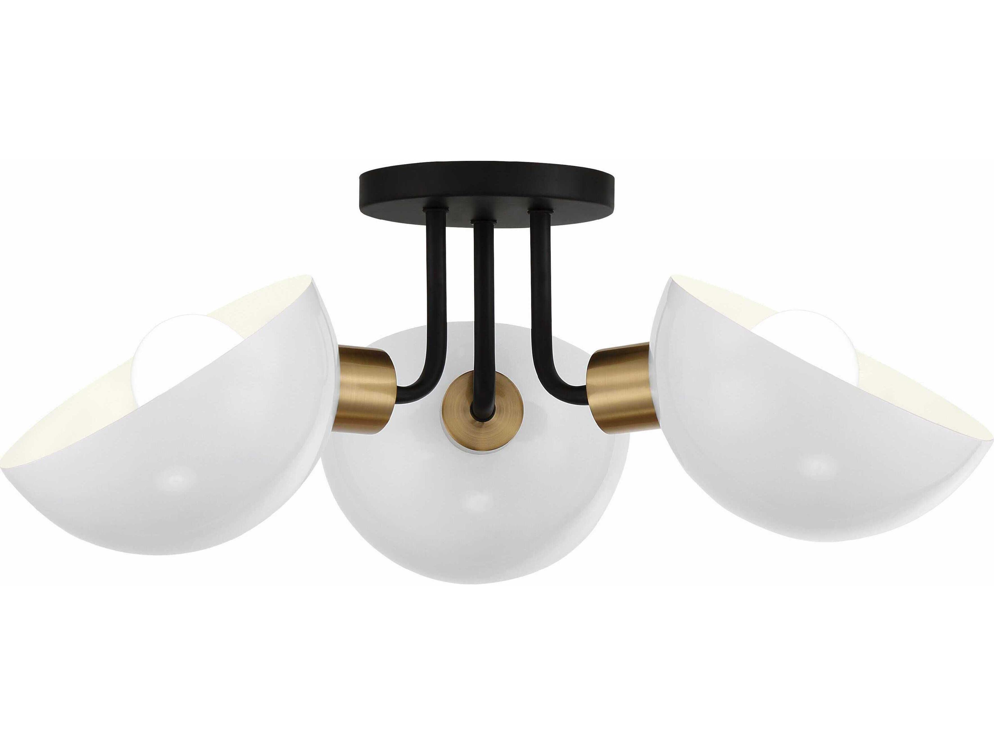 Gigi 3-Light Black Aged Brass Dome Semi Flush Mount