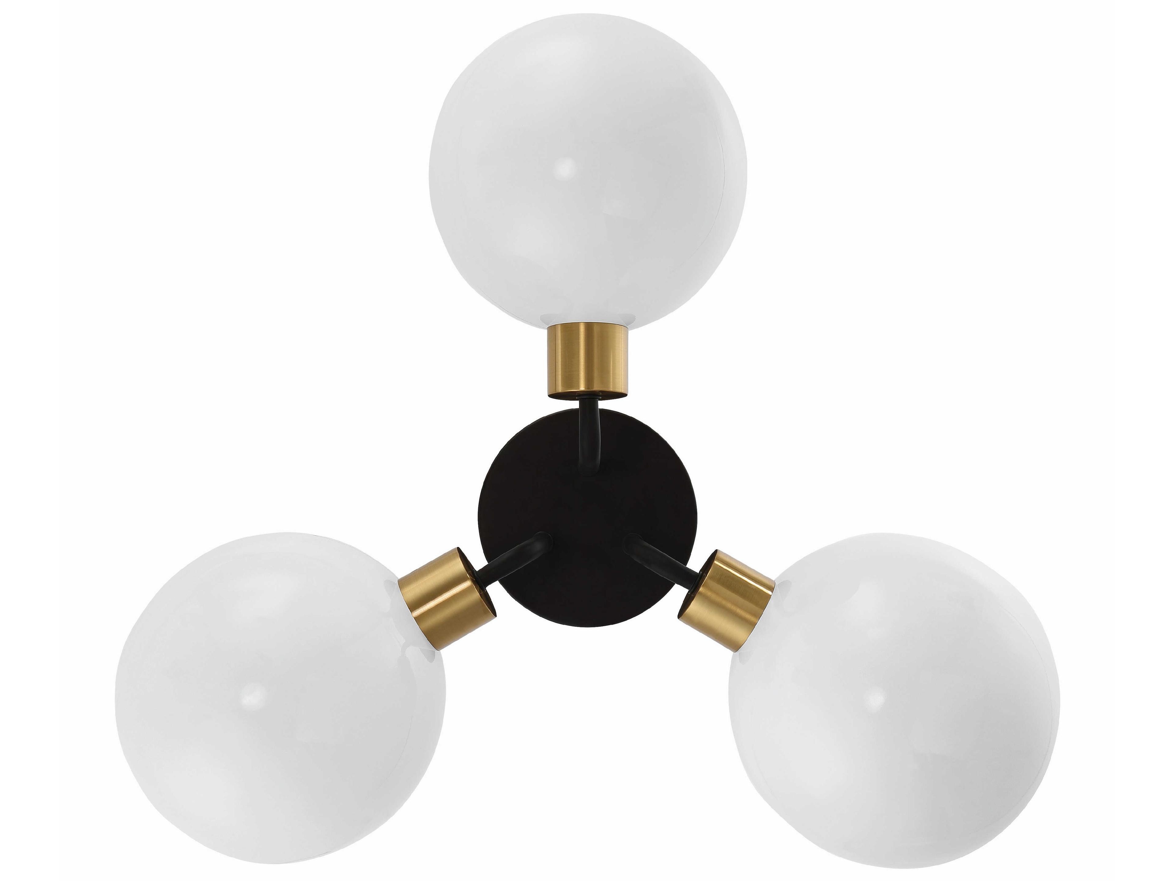 Crystorama Gigi 3-Light Black Aged Brass Dome Semi Flush Mount