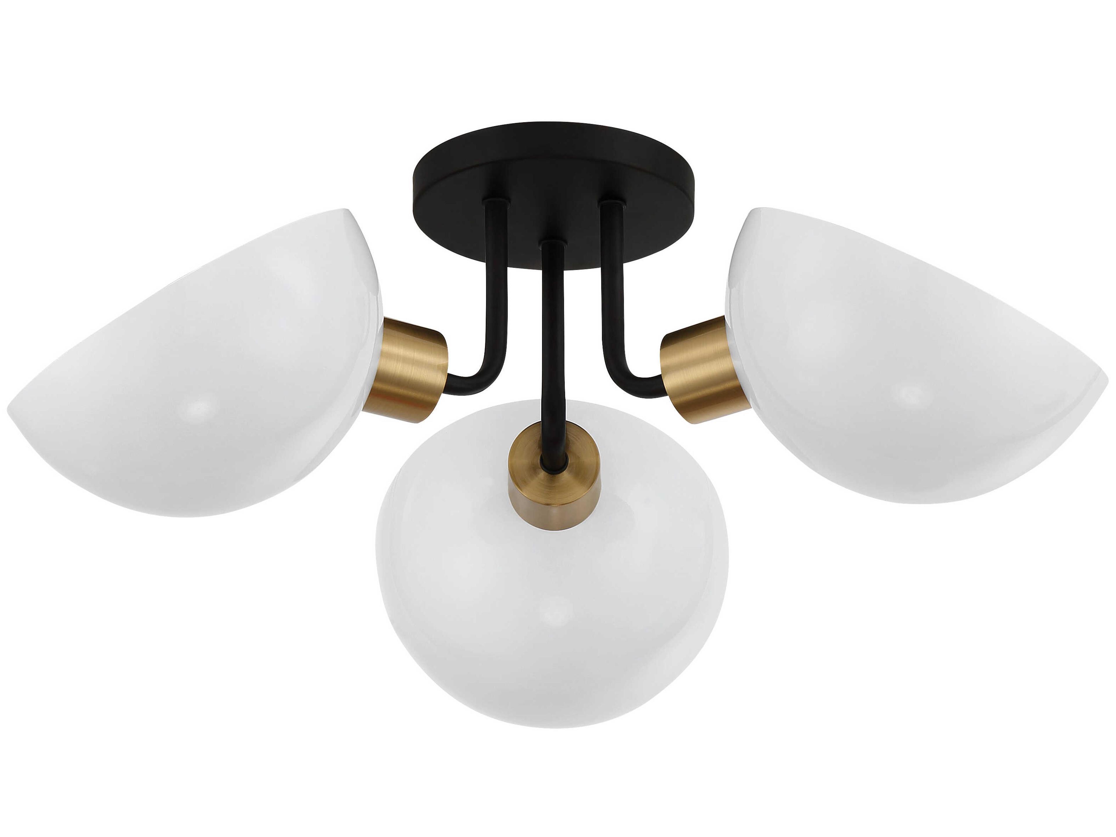 Crystorama Gigi 3-Light Black Aged Brass Dome Semi Flush Mount