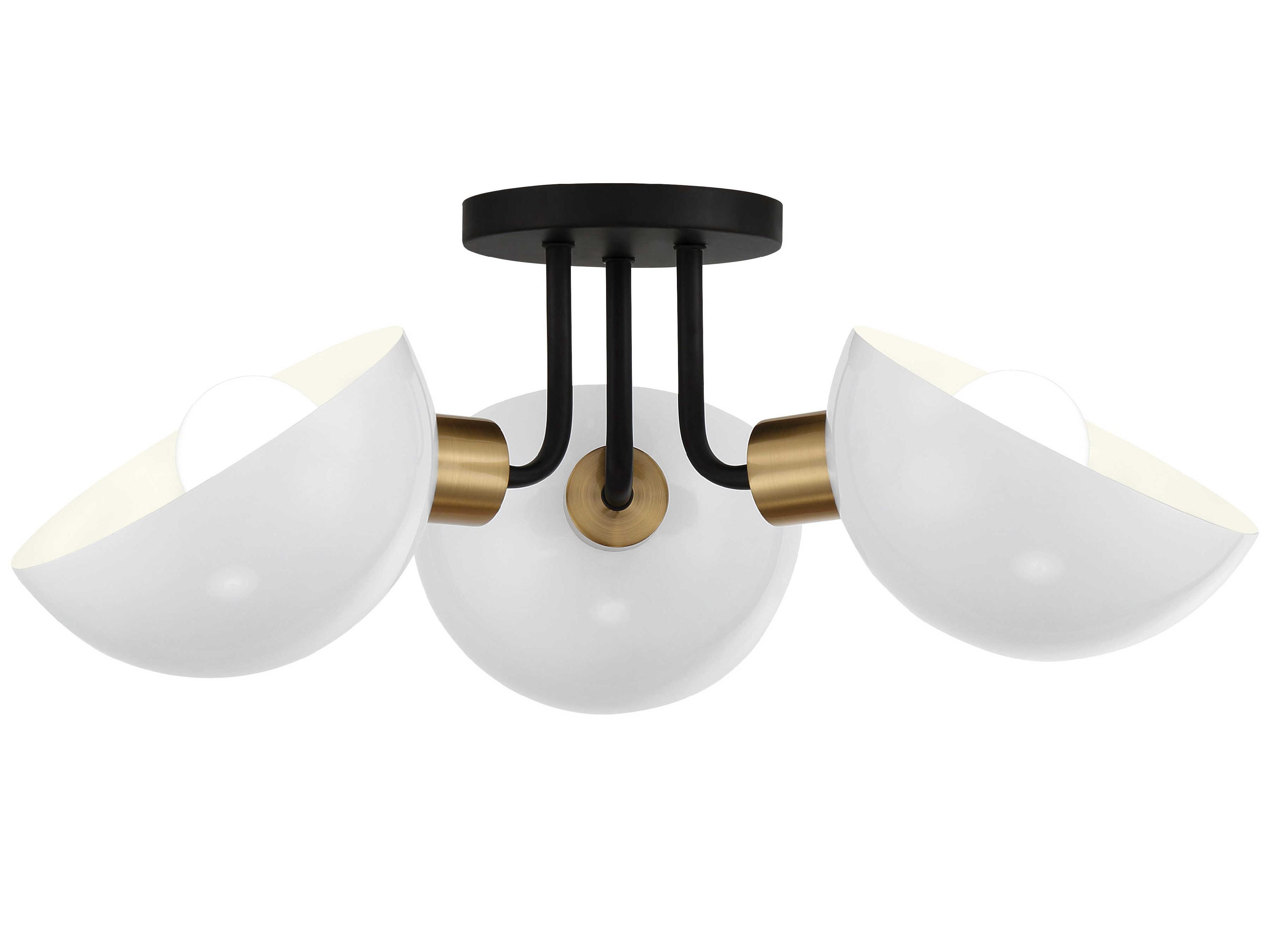 Crystorama Gigi 3-Light Black Aged Brass Dome Semi Flush Mount